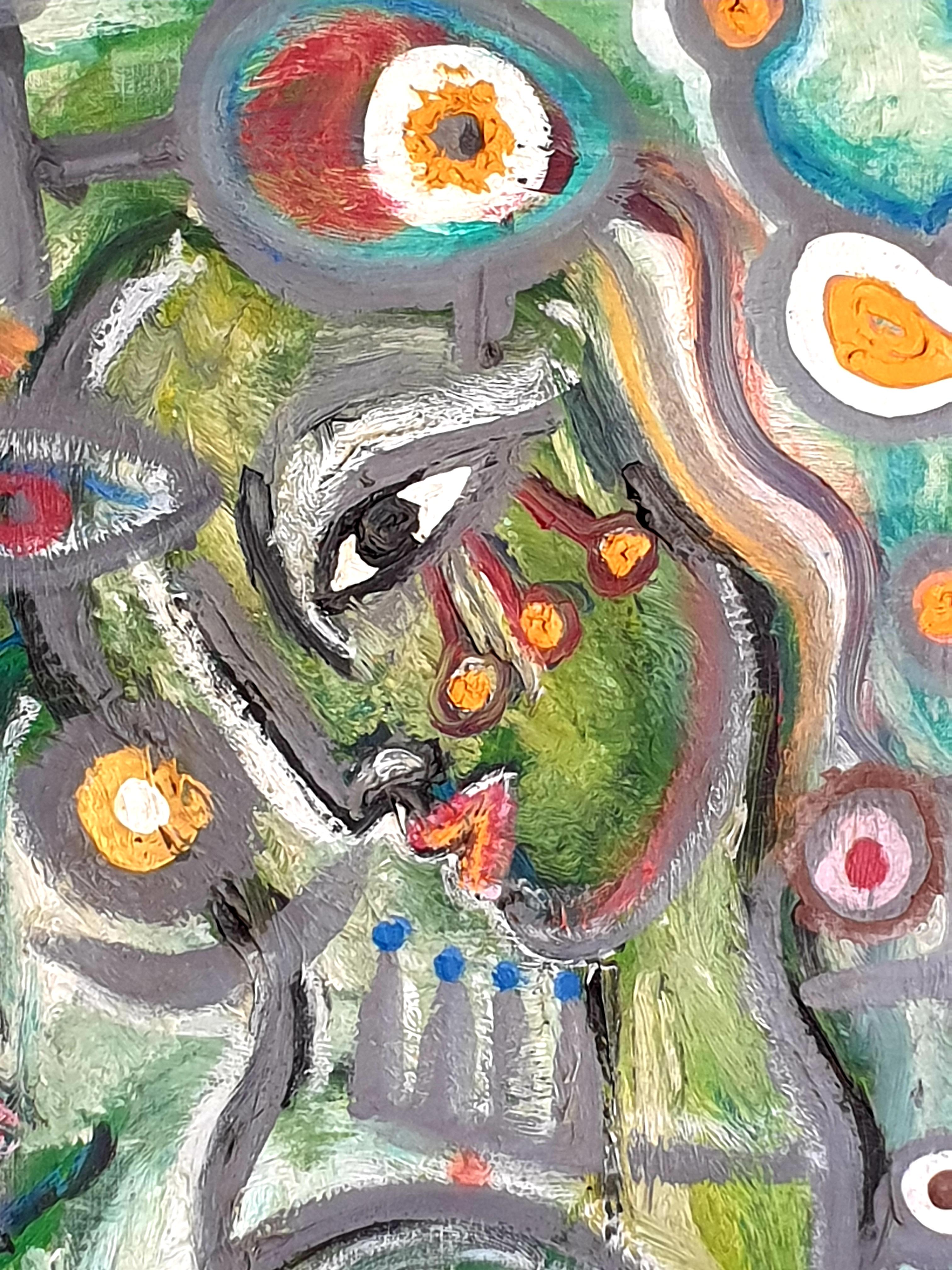 Olio su tela di un espressionista astratto italiano contemporaneo. - Painting di Albino Palamara 