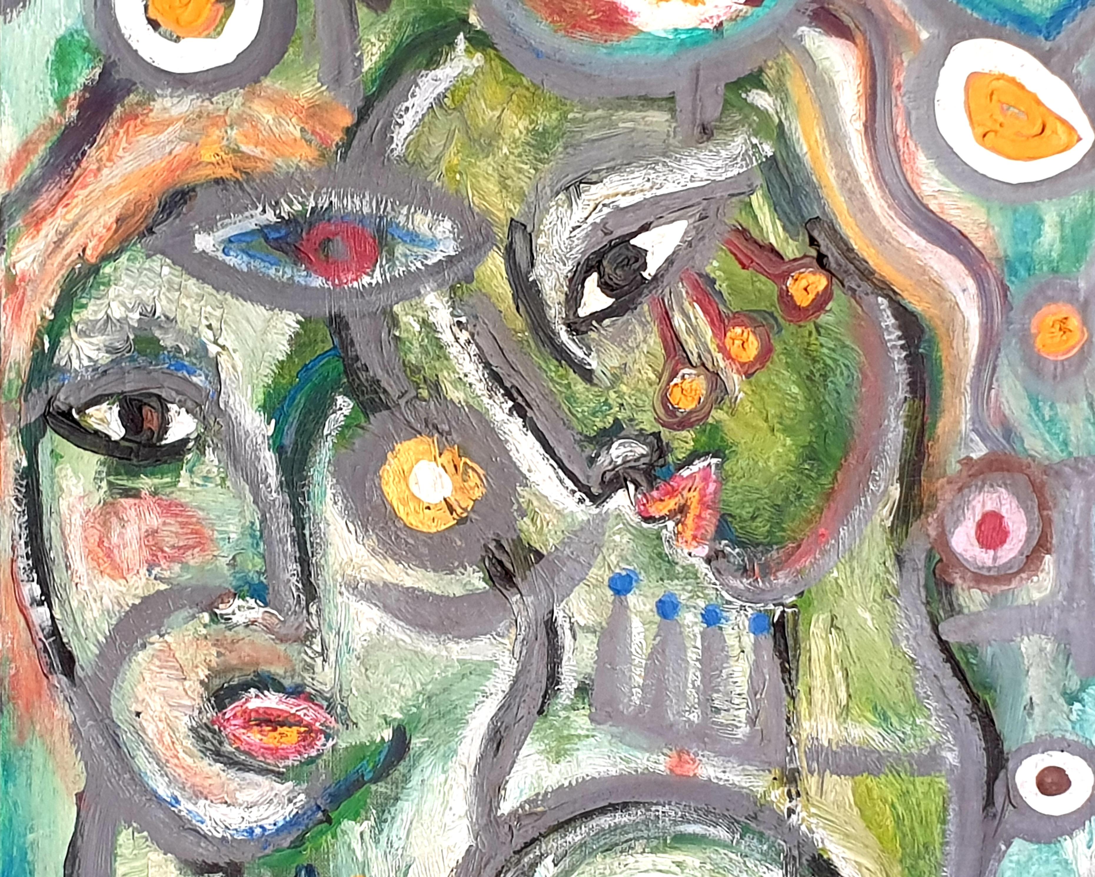Olio su tela di un espressionista astratto italiano contemporaneo. - Figurative Painting Grigio di Albino Palamara 