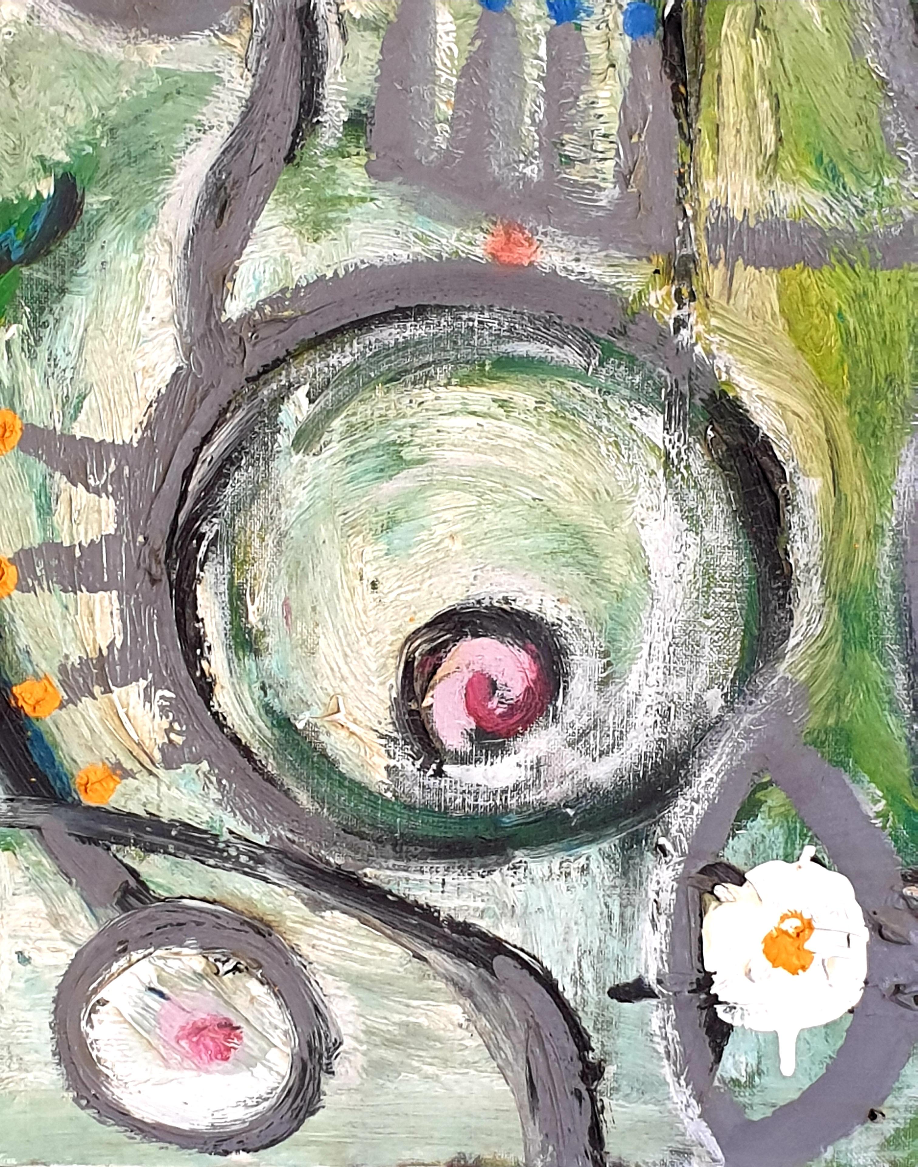 Acrilico e olio su tela dell'artista italiano Albino Palamara. Firmato sul retro. Titolo: Espoir de la Rencontre. 

Un'opera espressionista astratta straordinariamente colorata ed energica. Un'esplosione di colori e forme che esplodono sulla tela.
