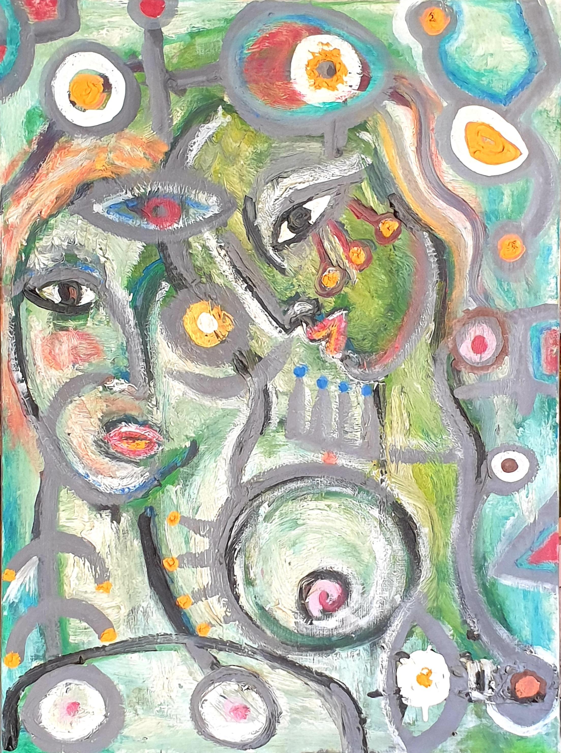 Contemporary Italian Abstract Expressionist Oil on Canvas.
