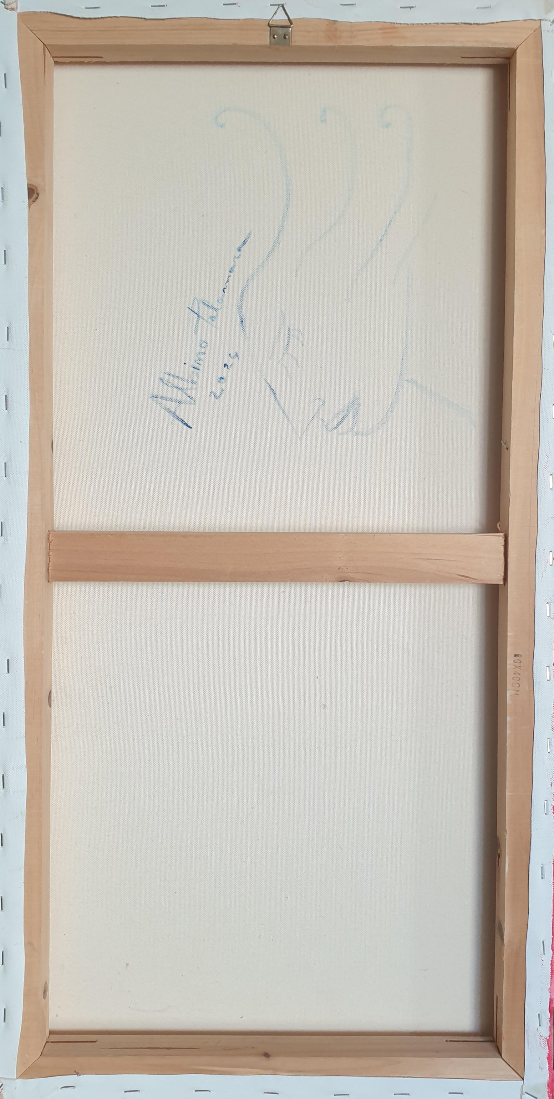 Olio su tela di un espressionista astratto italiano contemporaneo. Saluto al Sole in vendita 7