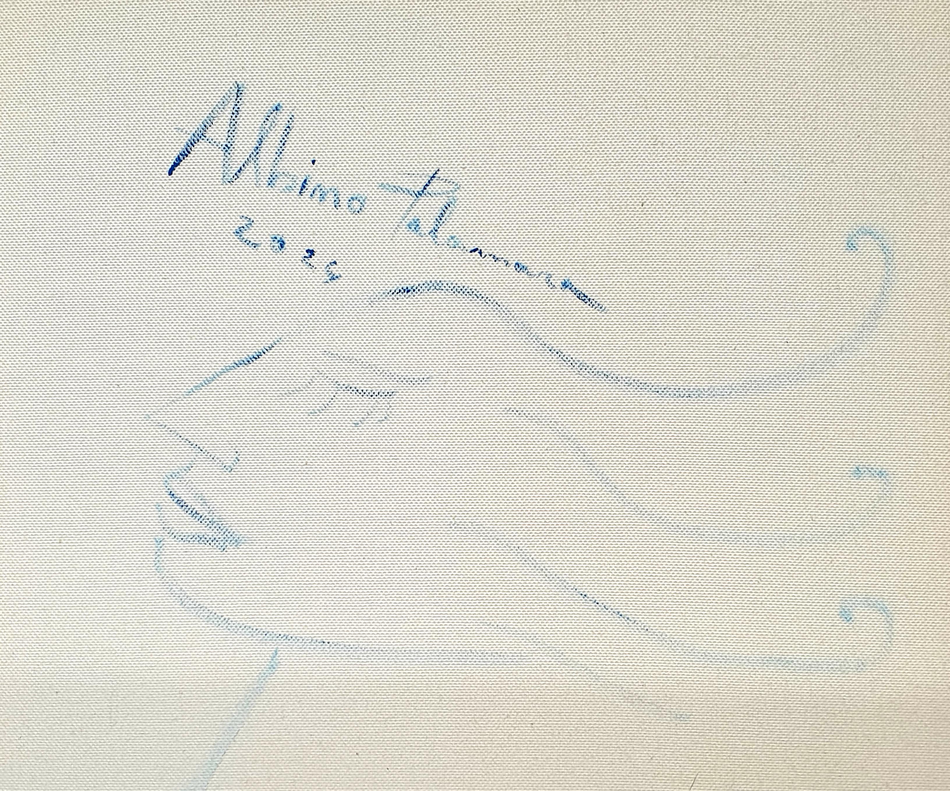 Olio su tela di un espressionista astratto italiano contemporaneo. Saluto al Sole in vendita 8