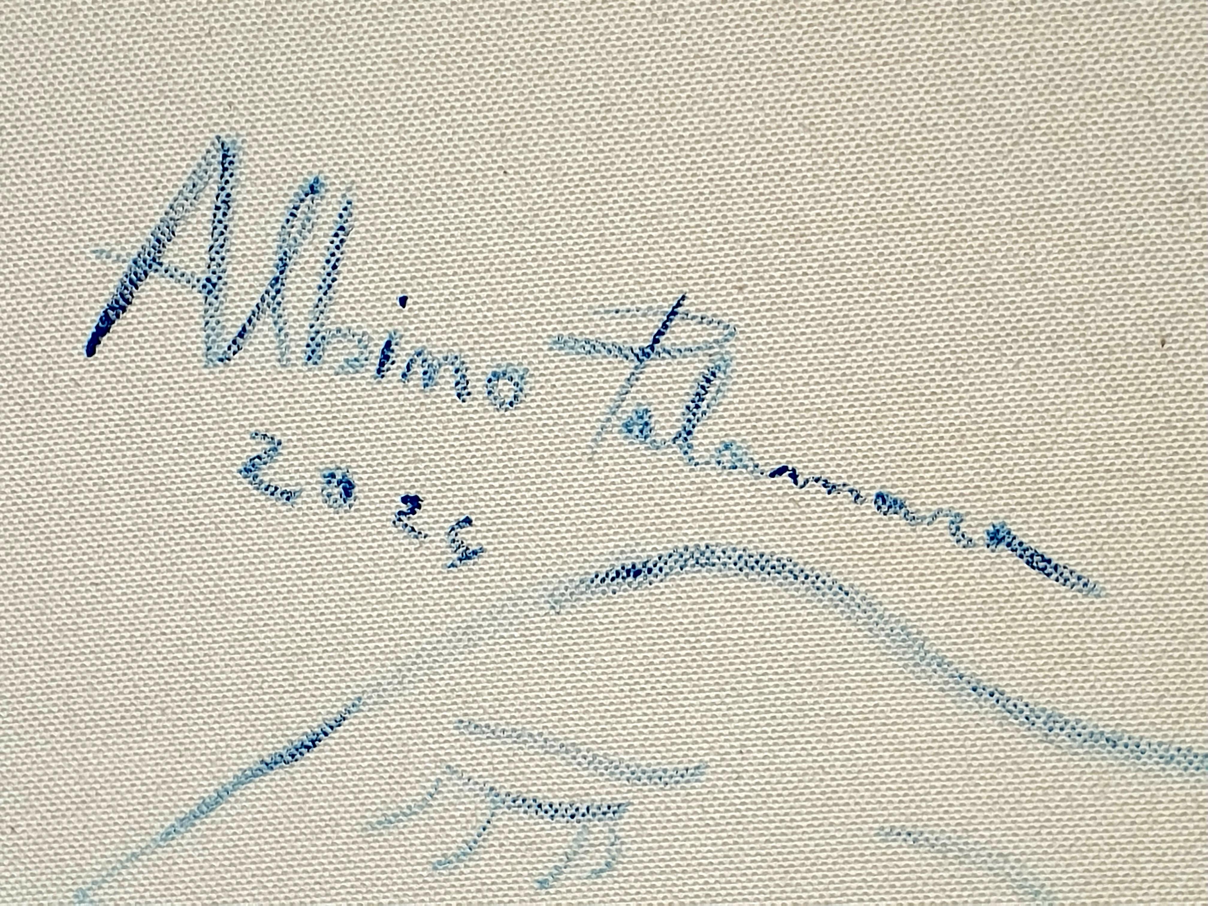 Olio su tela di un espressionista astratto italiano contemporaneo. Saluto al Sole in vendita 10