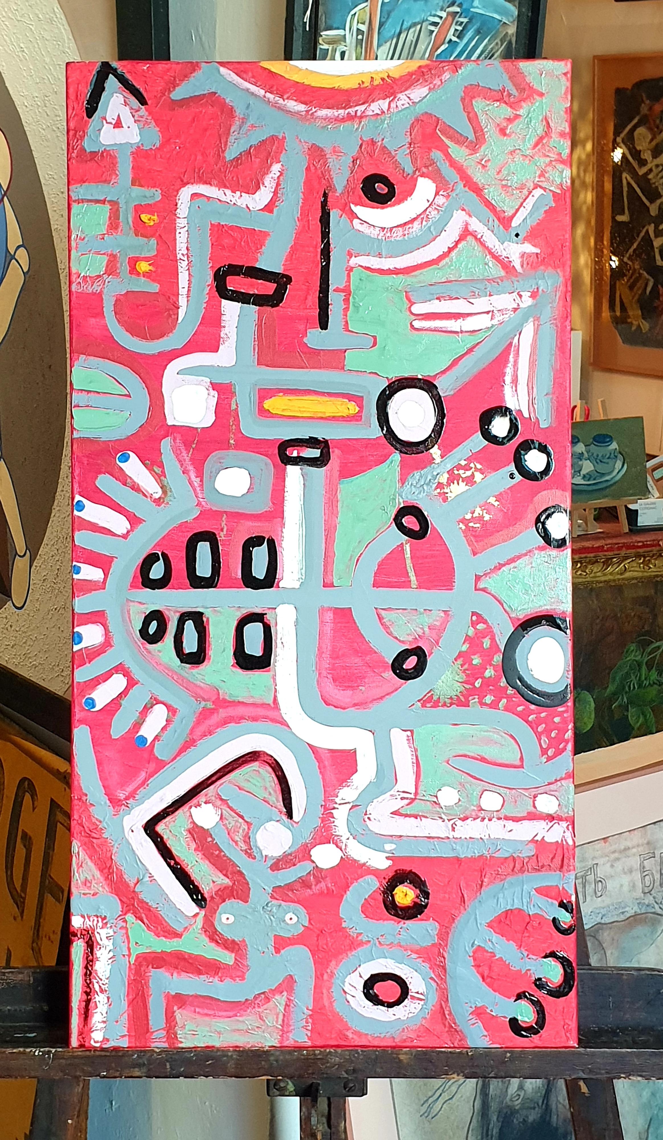 Olio su tela di un espressionista astratto italiano contemporaneo. Saluto al Sole in vendita 13