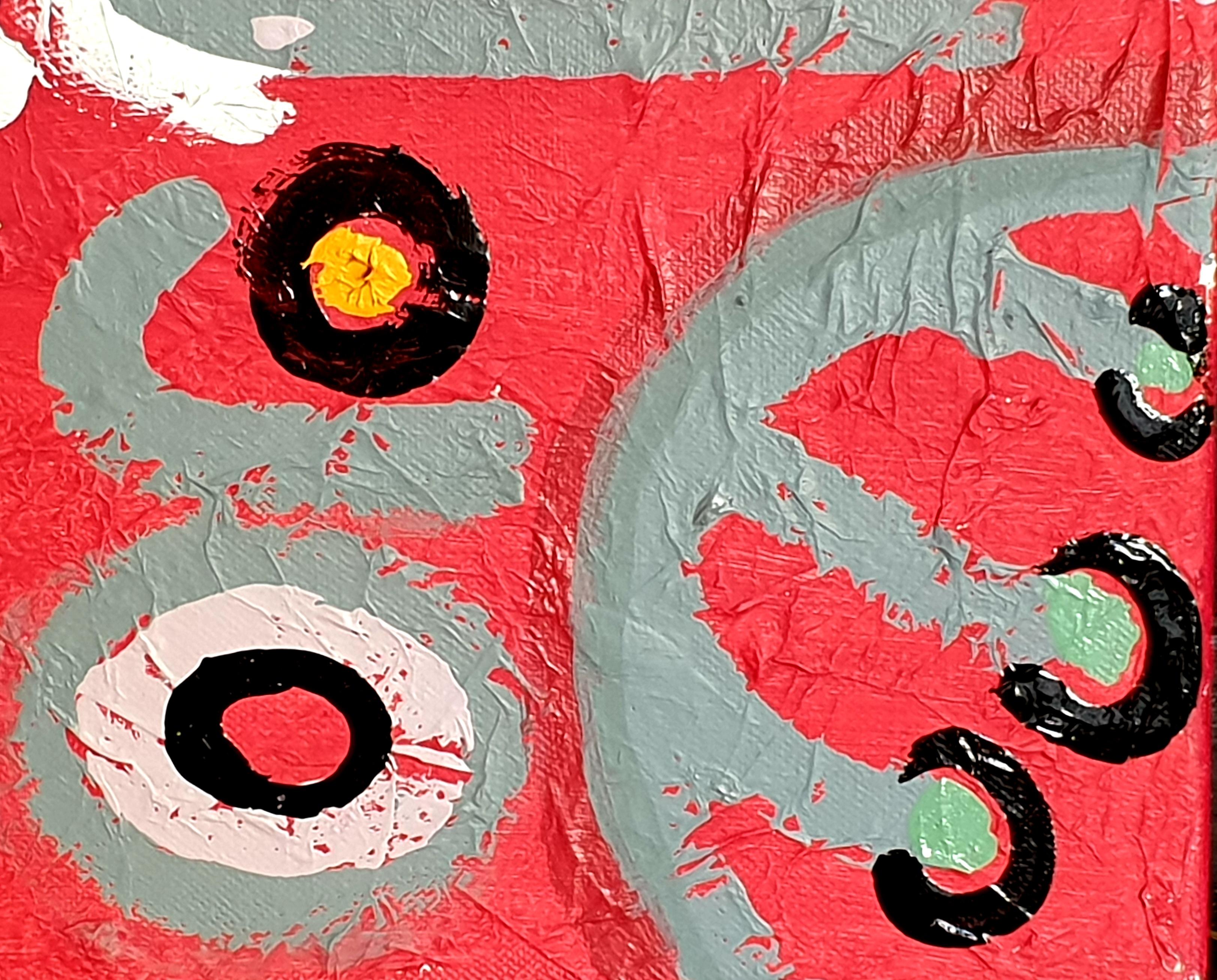Olio su tela di un espressionista astratto italiano contemporaneo. Saluto al Sole - Painting Espressionismo astratto di Albino Palamara 