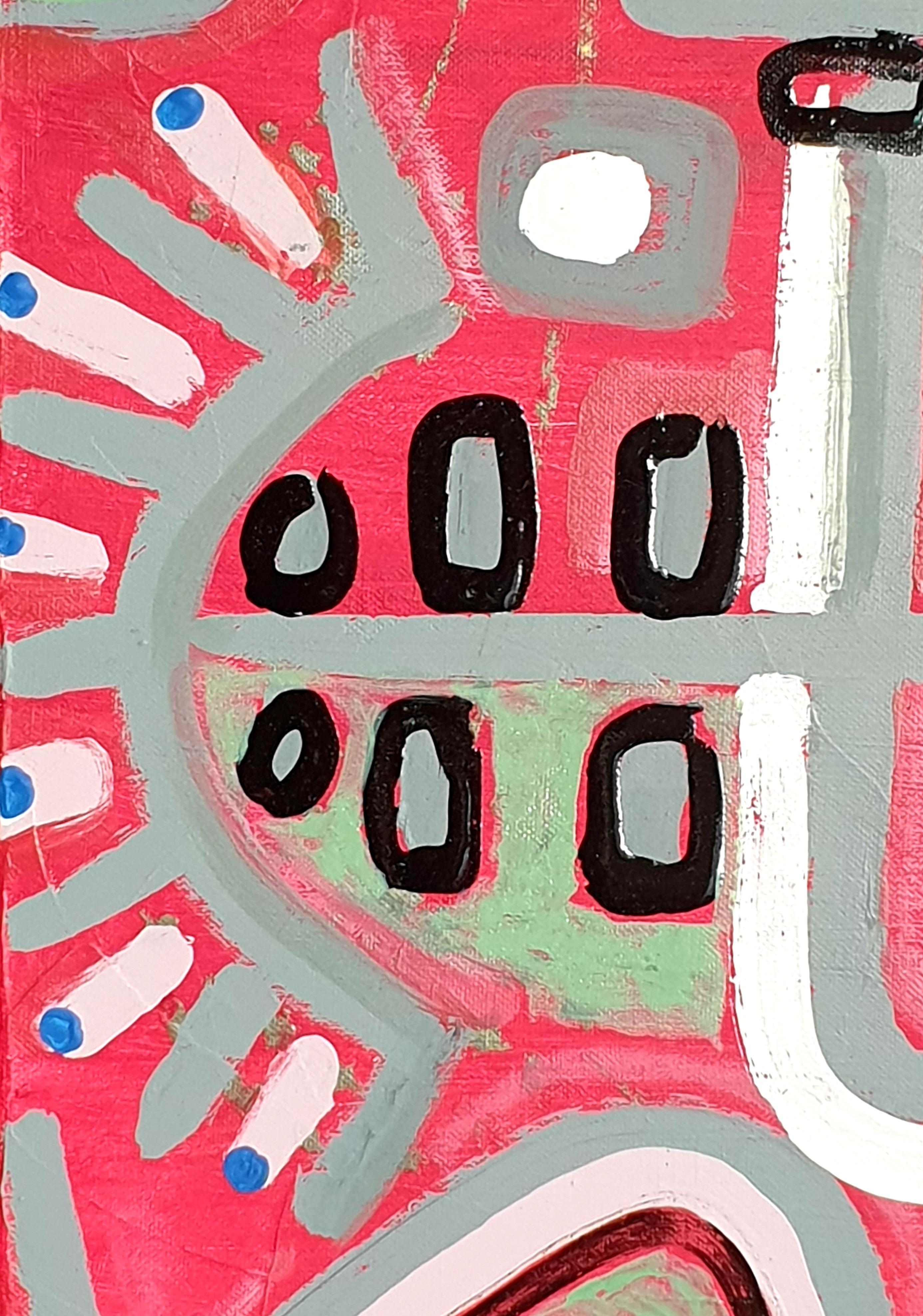Olio su tela di un espressionista astratto italiano contemporaneo. Saluto al Sole - Abstract Painting Grigio di Albino Palamara 