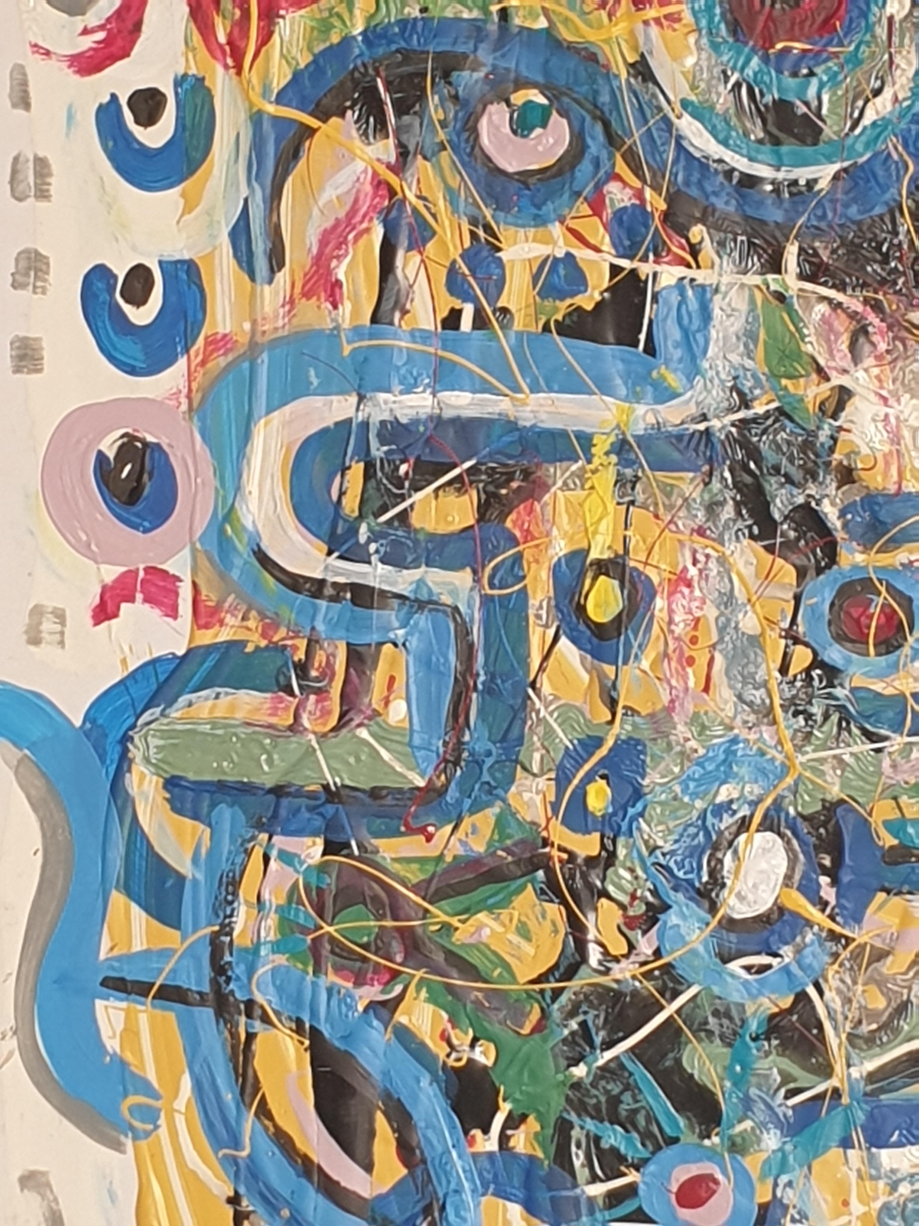 Olio astratto espressionista contemporaneo. Linguaggi Celesti'. - Abstract Painting Blu di Albino Palamara