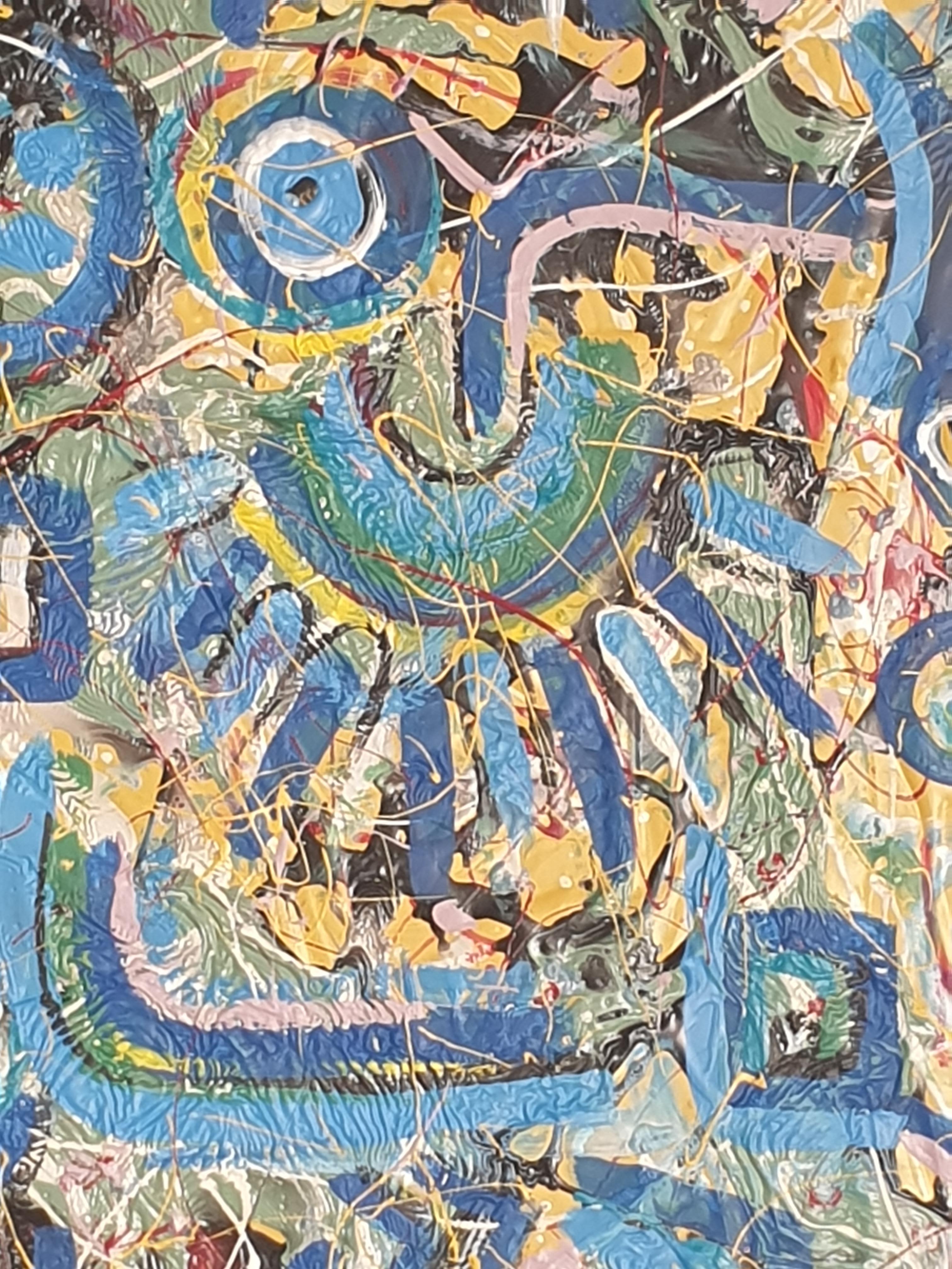 Acrilico astratto espressionista contemporaneo e olio su tavola dell'artista italiano Albino Palamara. Firmato al verso e intitolato 'Linguaggi Celesti'.

Un'opera espressionista astratta straordinariamente colorata ed energica. Un'esplosione di
