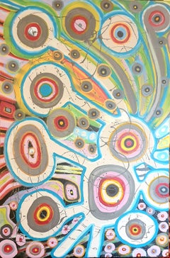 Acrylique sur toile expressionniste abstraite italienne, Grandissement Cellulaire.
