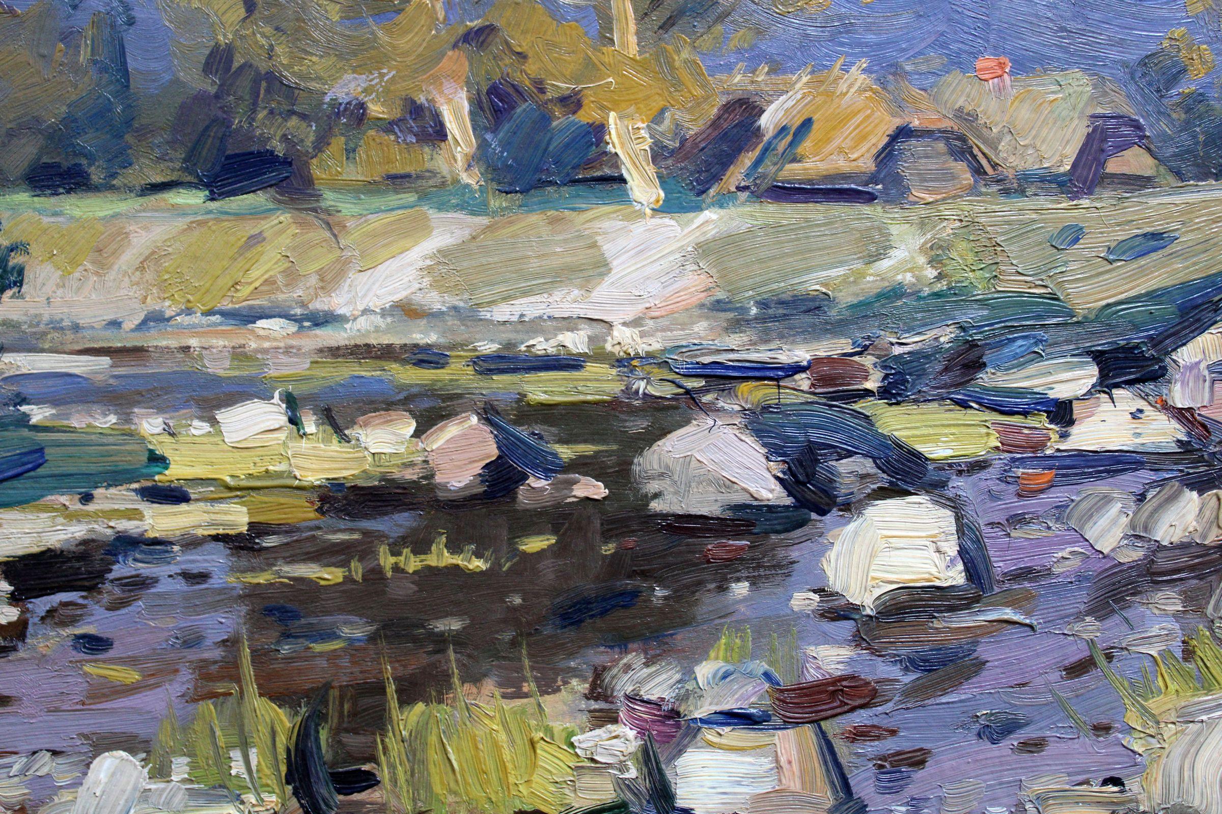 Gulf of the river. Oil on board, 31.2x45.5 cm For Sale 2