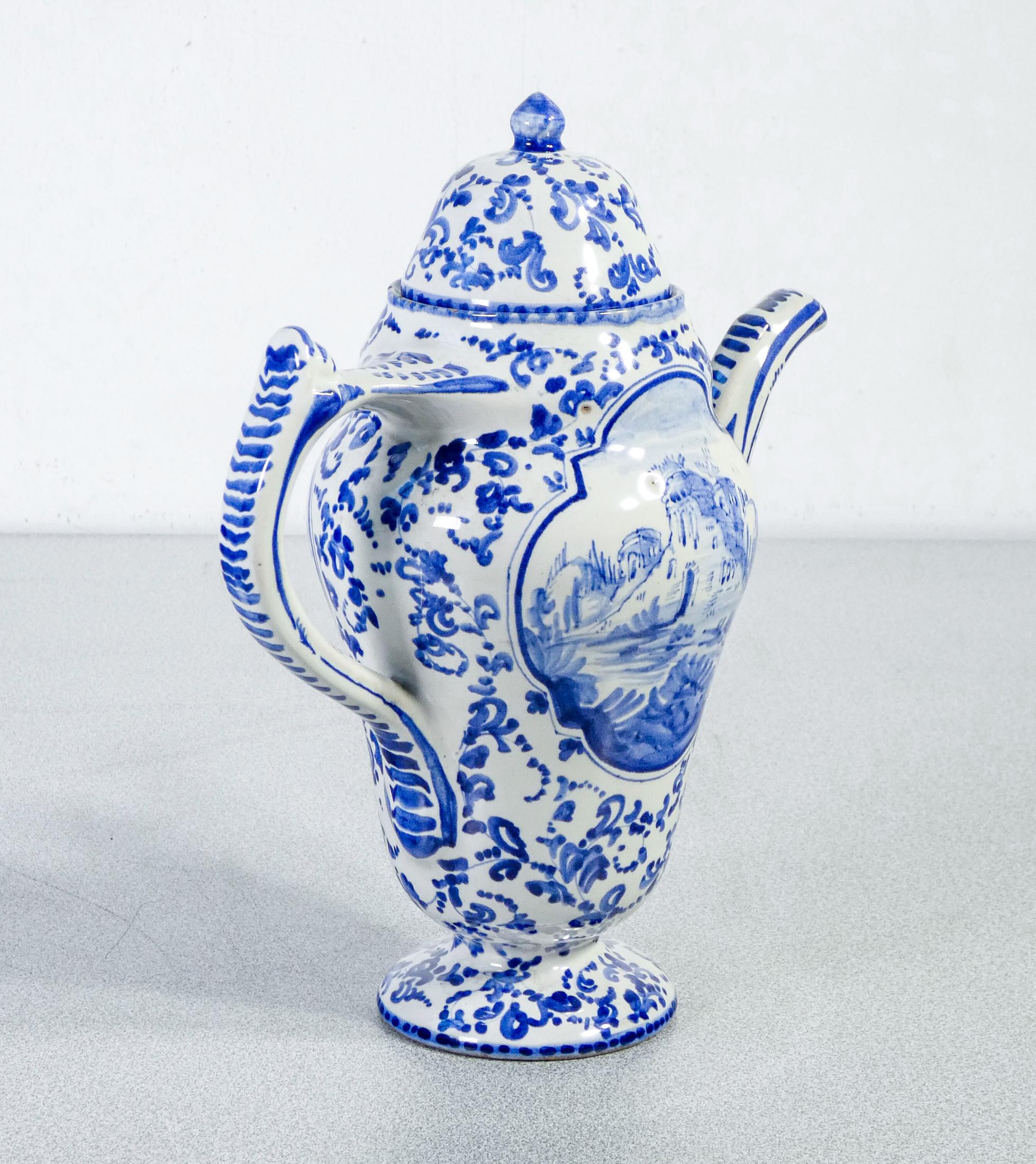 Albisola-Keramikkrug, handbemalt, ALBA DOCILIA Manufaktur, Italien, Anfang des 20. Jahrhunderts (Frühes 20. Jahrhundert) im Angebot