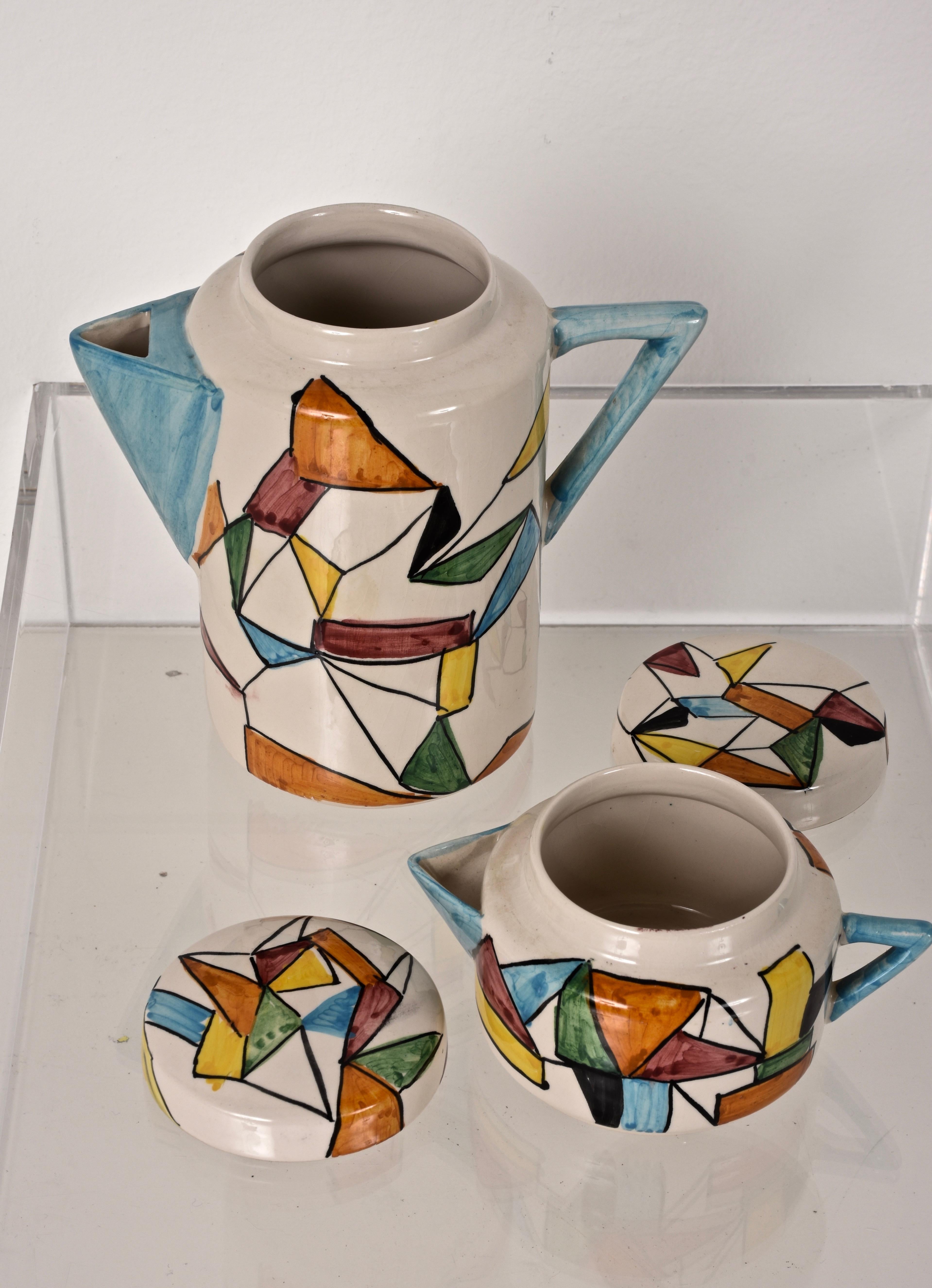 Ceramica di Albisola San Giorgio, pittura futurista, latte e teiera, Italia, anni '60 4