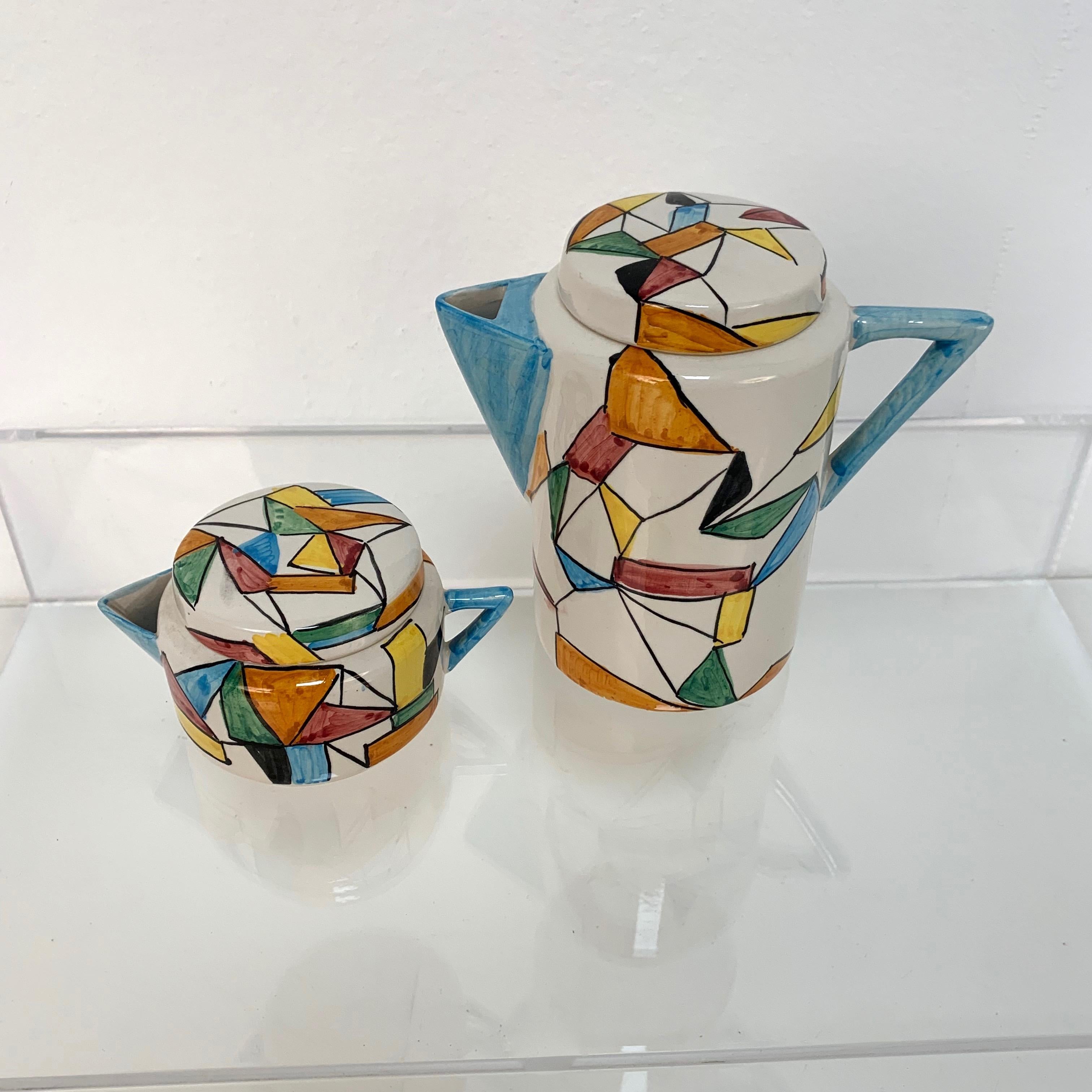 Ceramica di Albisola San Giorgio, pittura futurista, latte e teiera, Italia, anni '60 5