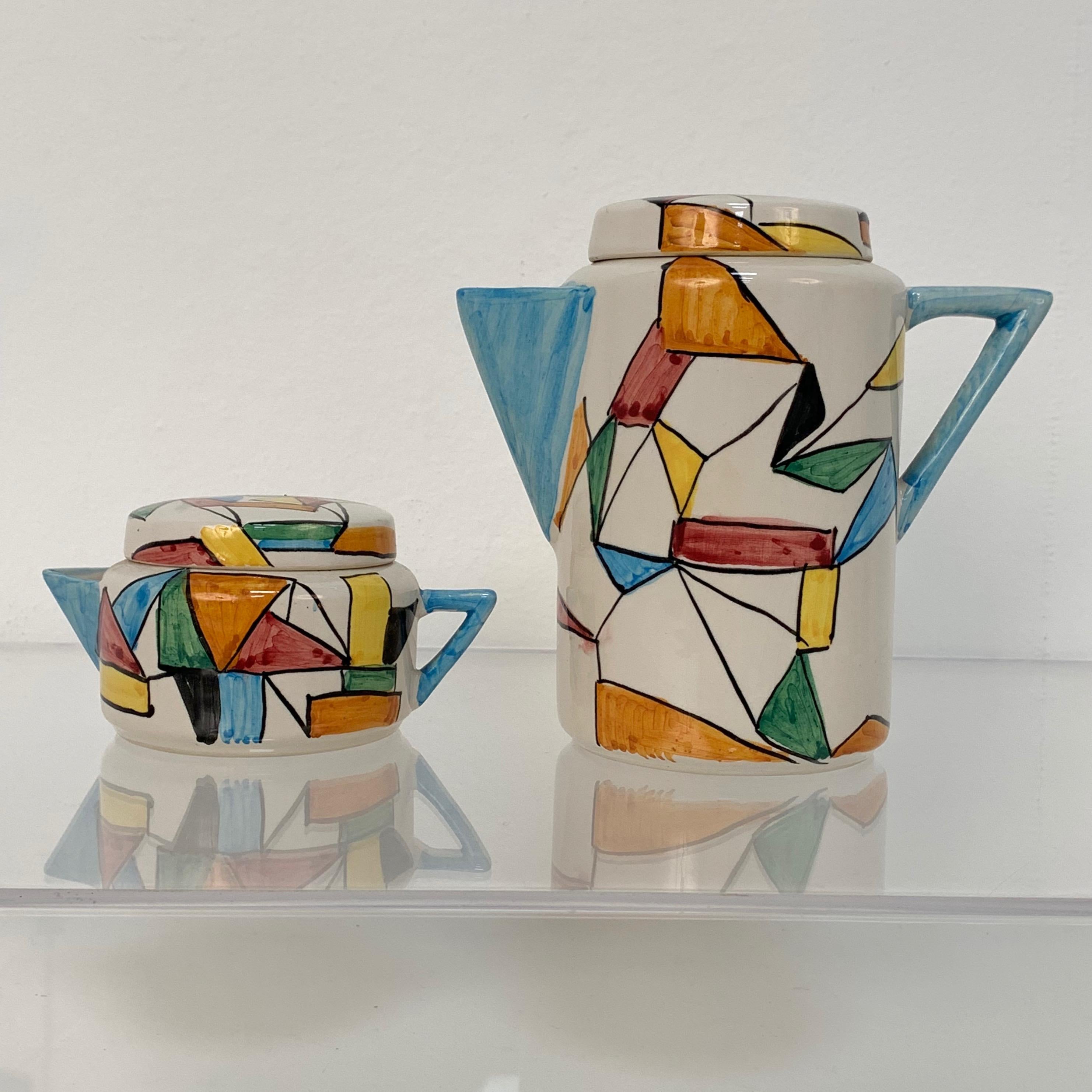 Ceramica di Albisola San Giorgio, pittura futurista, latte e teiera, Italia, anni '60 7