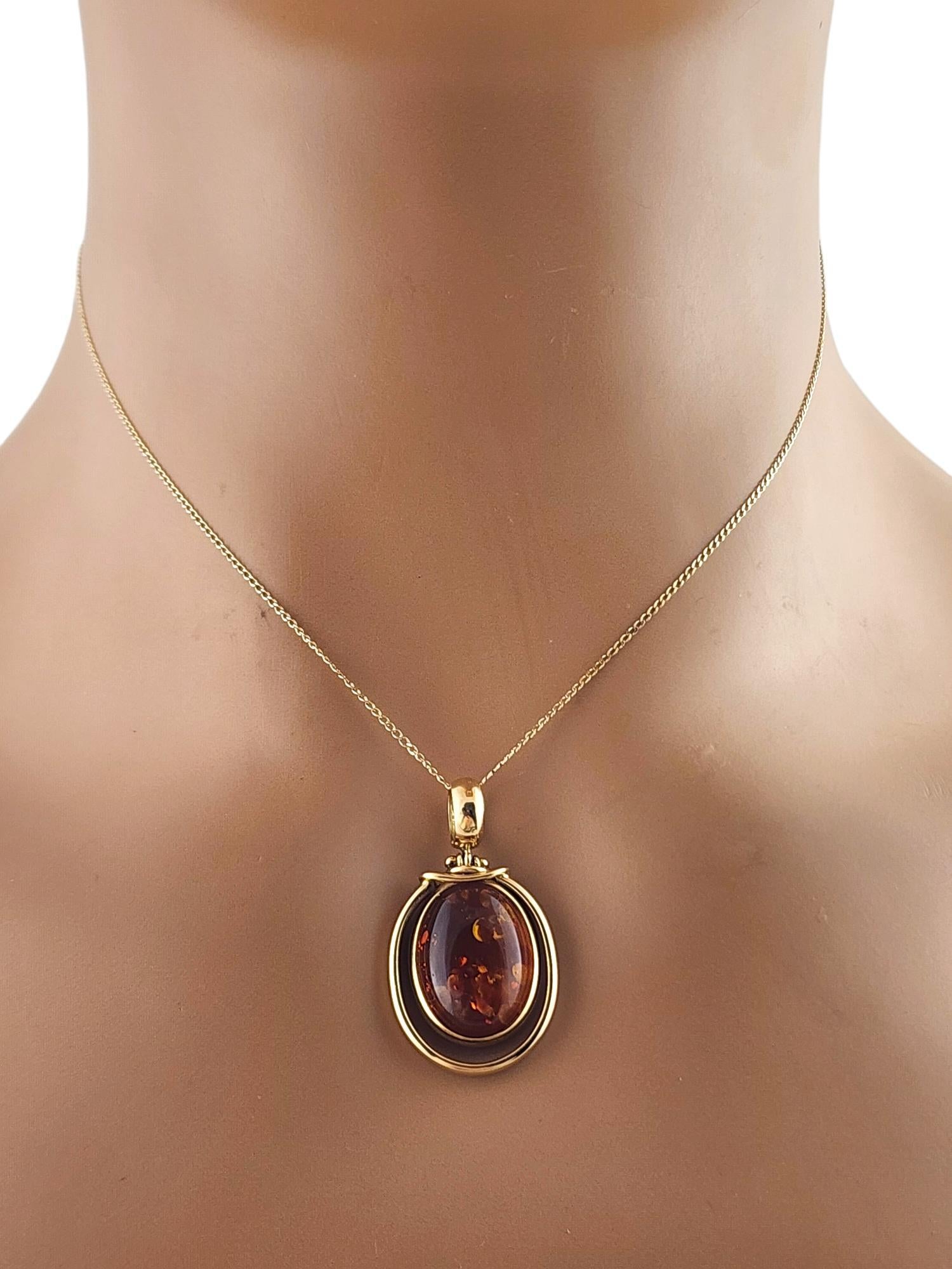 Albor Pendentif ambré ovale en or jaune 18 carats #19246 en vente 2