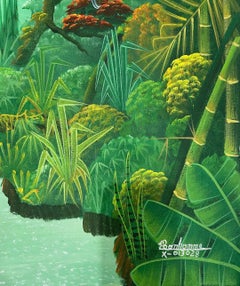 20"x24" Two Birds Overseeing Cascade Original Contemporary Painting