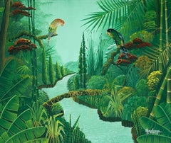 20 "x24" Zwei Vögel, die die Cascade überblicken Original Contemporary Gemälde
