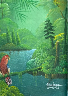 Two Birds On Branches 12"x16" Original Haitian Contemporary Painting