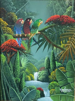 Tropical Paradise- Original Haitian Acrylic Painting on Canvas 