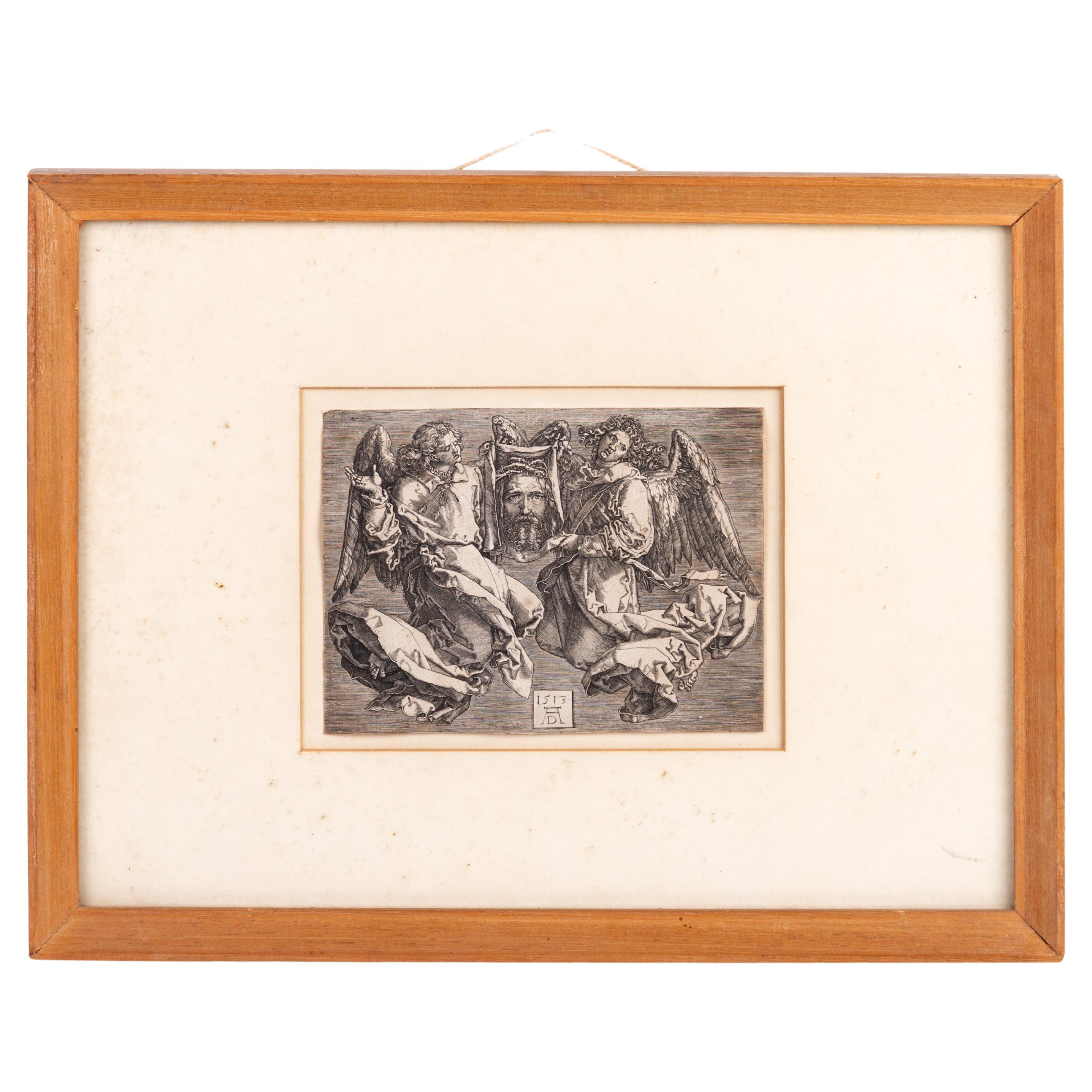 Albrecht Dürer 16th Century Old Master Engraving The Sudarium Of Saint Veronica
Good condition overall, framed and mounted under protective glass.

Dated and signed in the plate with the artist’s monogram on a tablet lower center.

A clean & clear