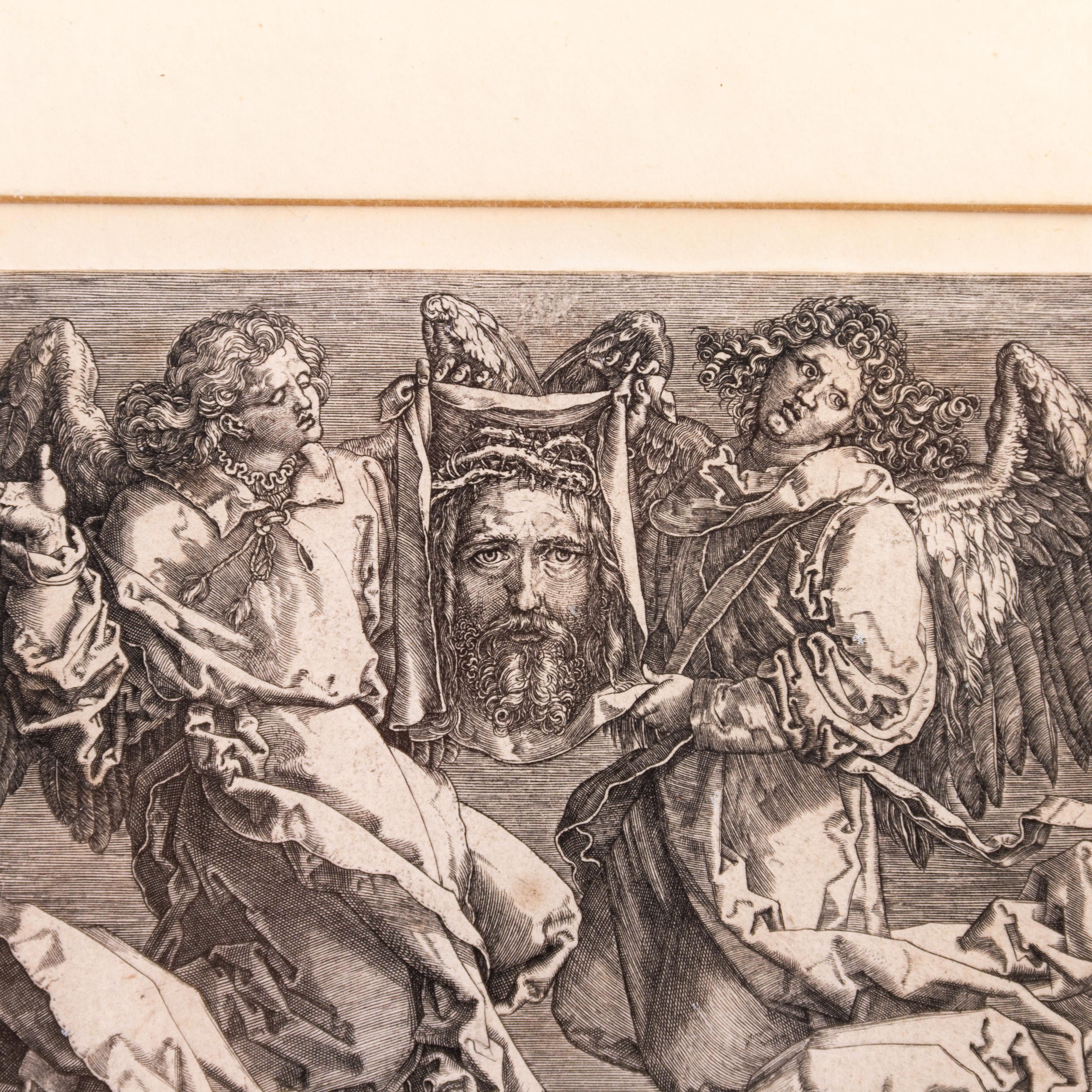 Papier Albrecht Dürer 16e siècle Gravure de maître ancienne Le Sudarium de Sainte Véronique en vente