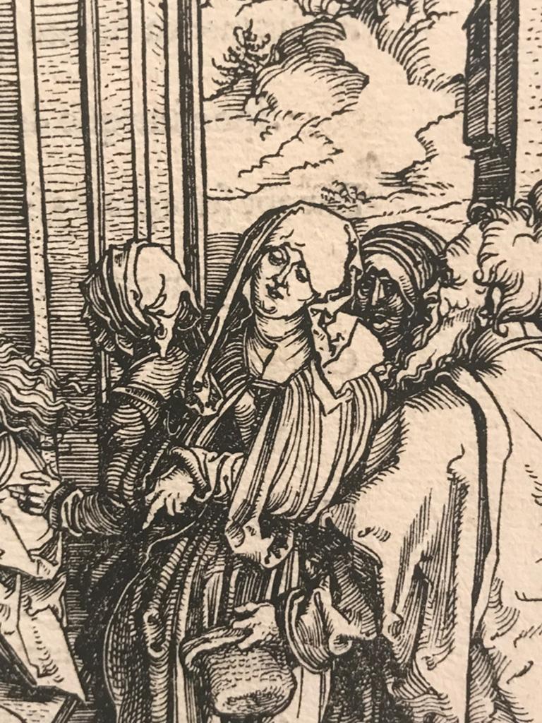 German Albrecht Dürer, Mary's Temple Passage, 1511, Woodcut on Paper, Framed For Sale