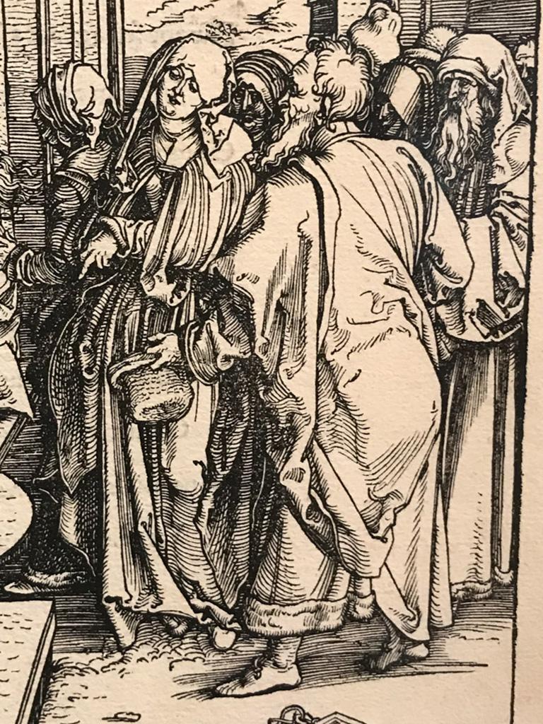 18th Century and Earlier Albrecht Dürer, Mary's Temple Passage, 1511, Woodcut on Paper, Framed For Sale