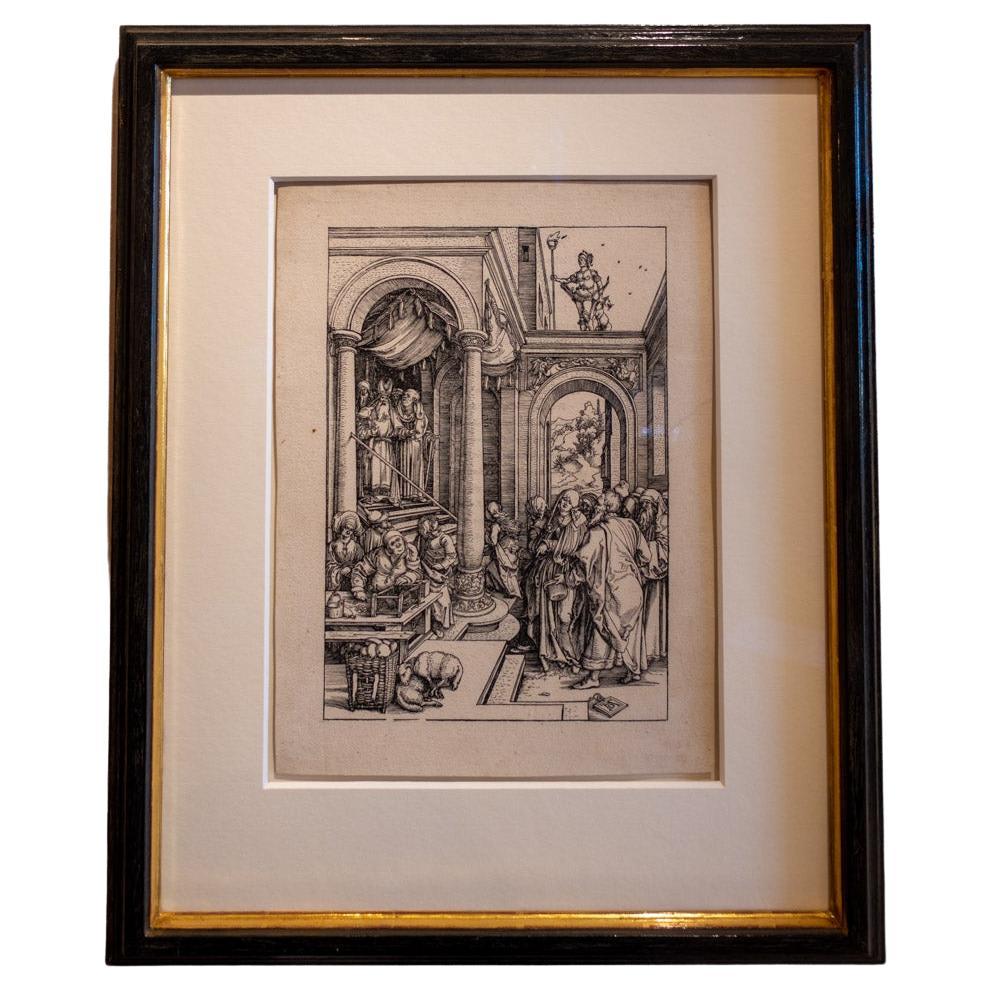 Albrecht Dürer, Mary's Temple Passage, 1511, Woodcut on Paper, Framed For Sale