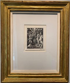 Adán y Eva expulsados del Edén" de Albrecht Dürer, grabado en madera