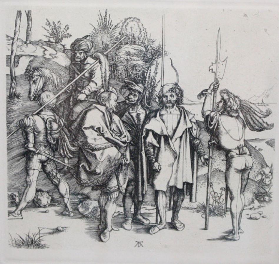 Albrecht Dürer Portrait Print - Five Foot Soldiers and a Mounted Turk-Framed (Reproduction) Print