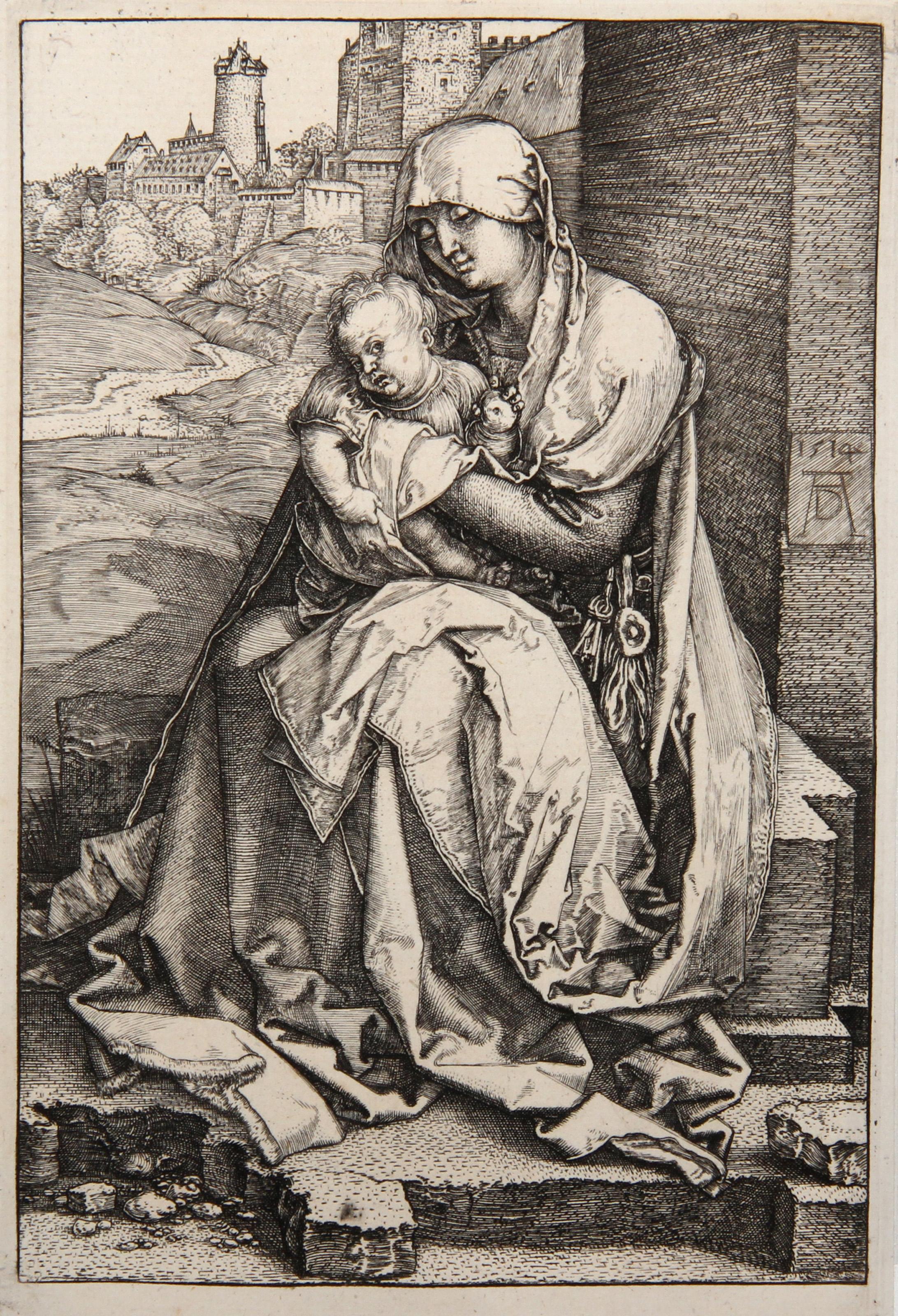  Albrecht Durer, dopo Amand Durand, Tedesco (1471 - 1528) -  La Vierge assise au Pied d'une Muraille, Anno: 1873, Medium: Heliogravure, Dimensione: 6  x 4 in. (15.24  x 10,16 cm), Stampatore: Amand Durand, Descrizione: L'incisore e pittore francese