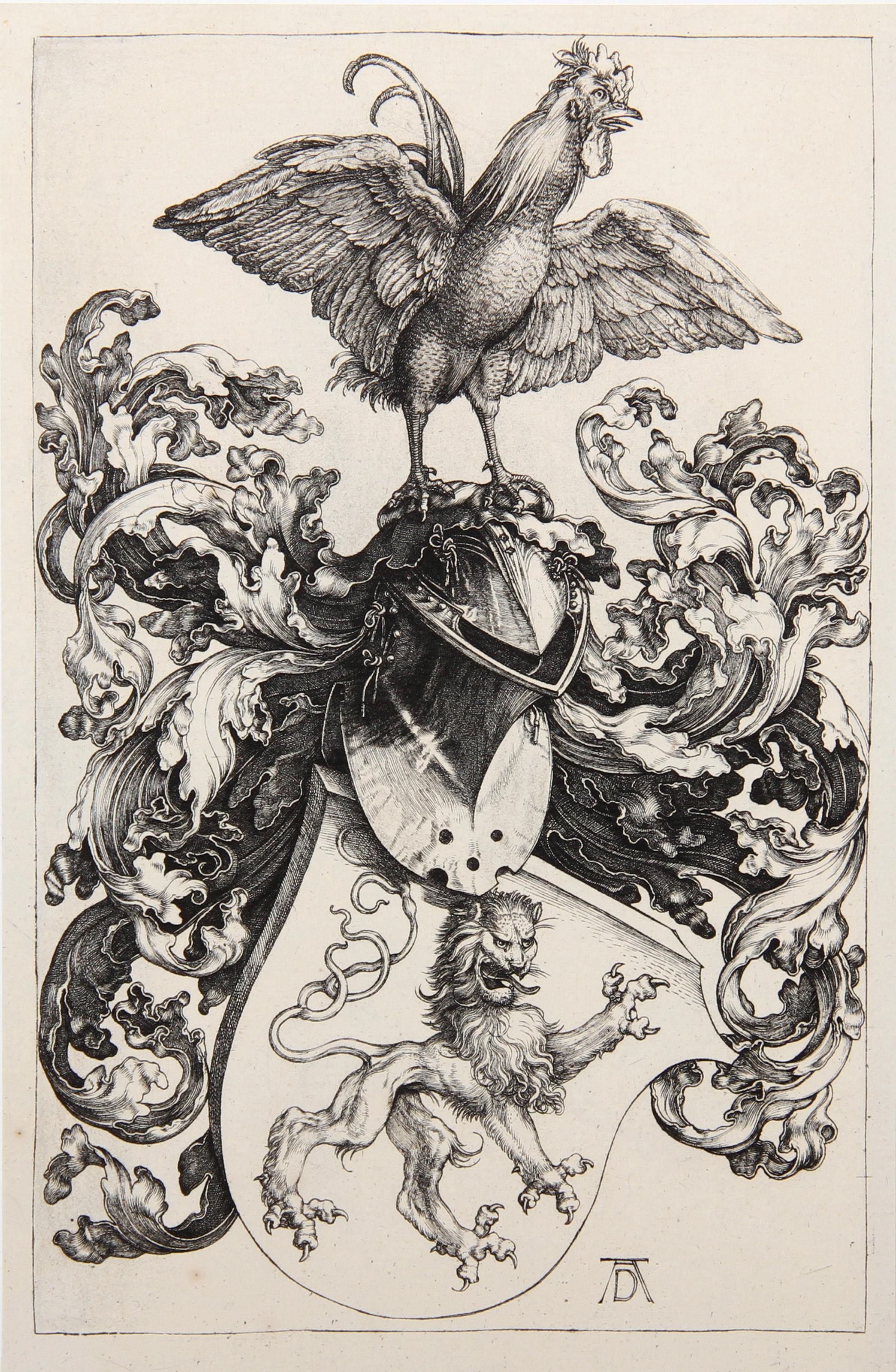 Les Armoiries au Coq, Old Masters Heliogravure Etching by Albrecht Dürer