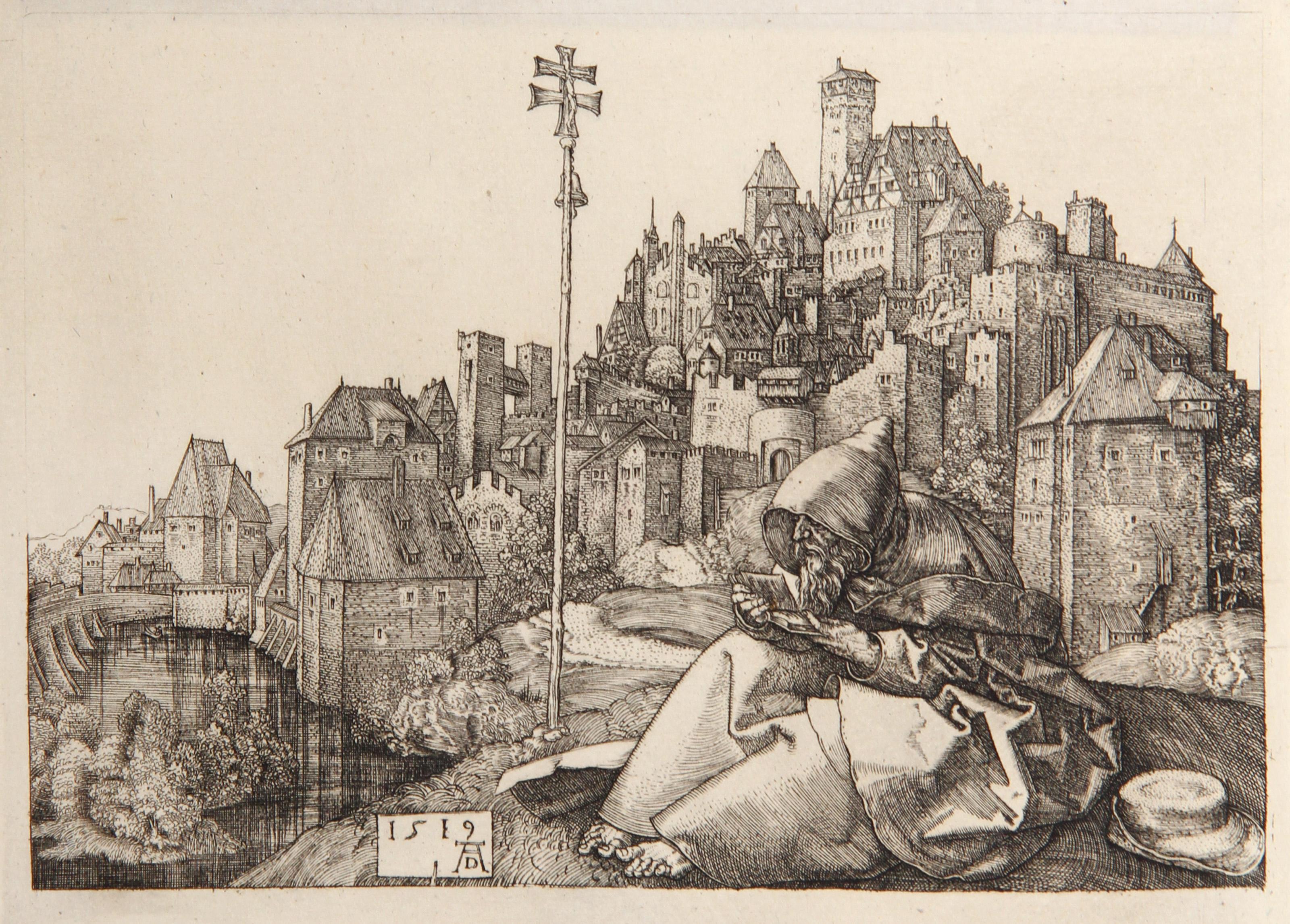  Albrecht Durer, dopo Amand Durand, Tedesco (1471 - 1528) -  Saint Antoine, Anno: 1873, Medium: Heliogravure, Dimensioni: 4.25  x 5.75 in. (10.8  x 14,61 cm), Stampatore: Amand Durand, Descrizione: L'incisore e pittore francese Charles Amand Durand