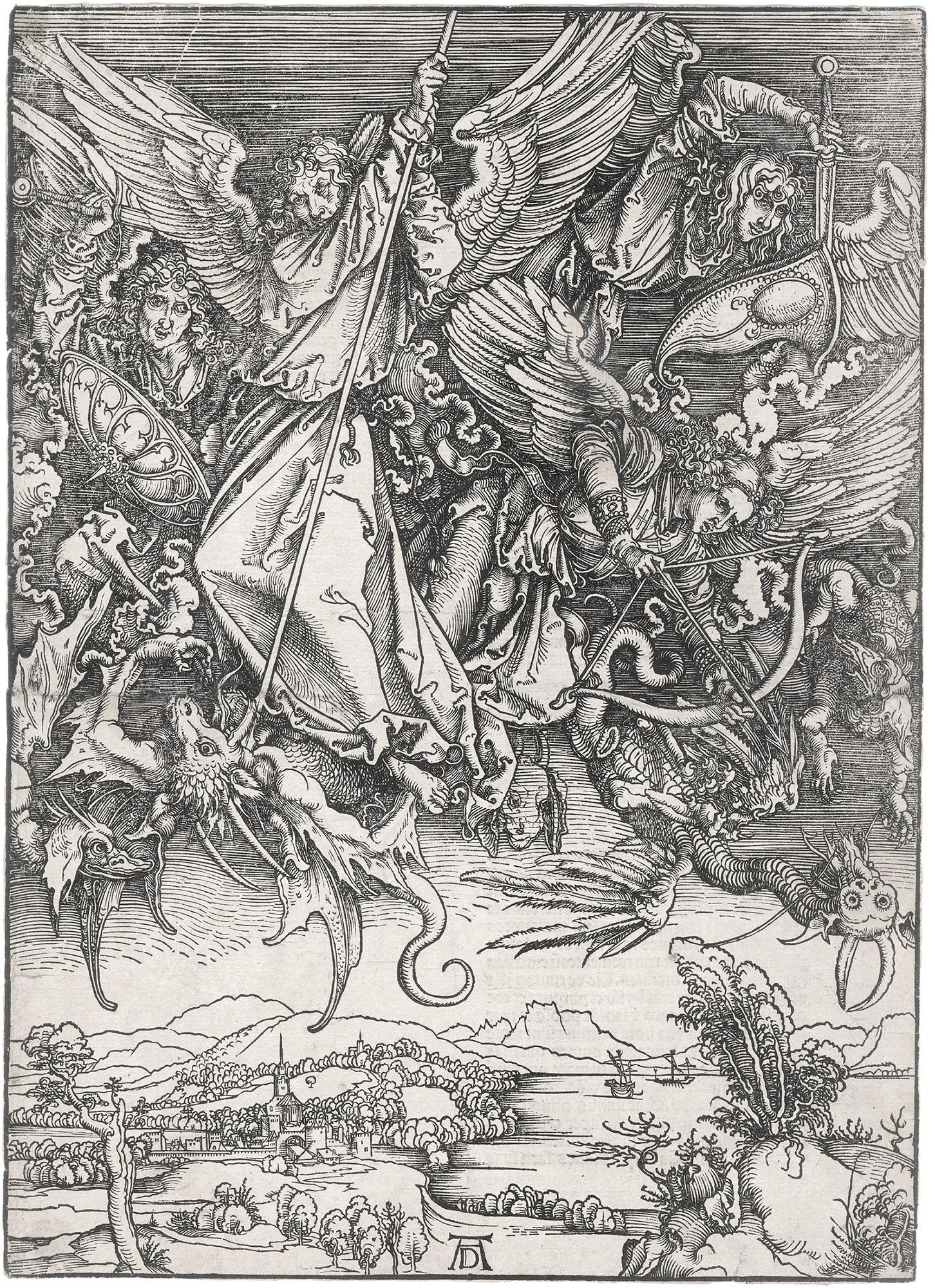 Saint Michel combattant le dragon - Print de Albrecht Dürer