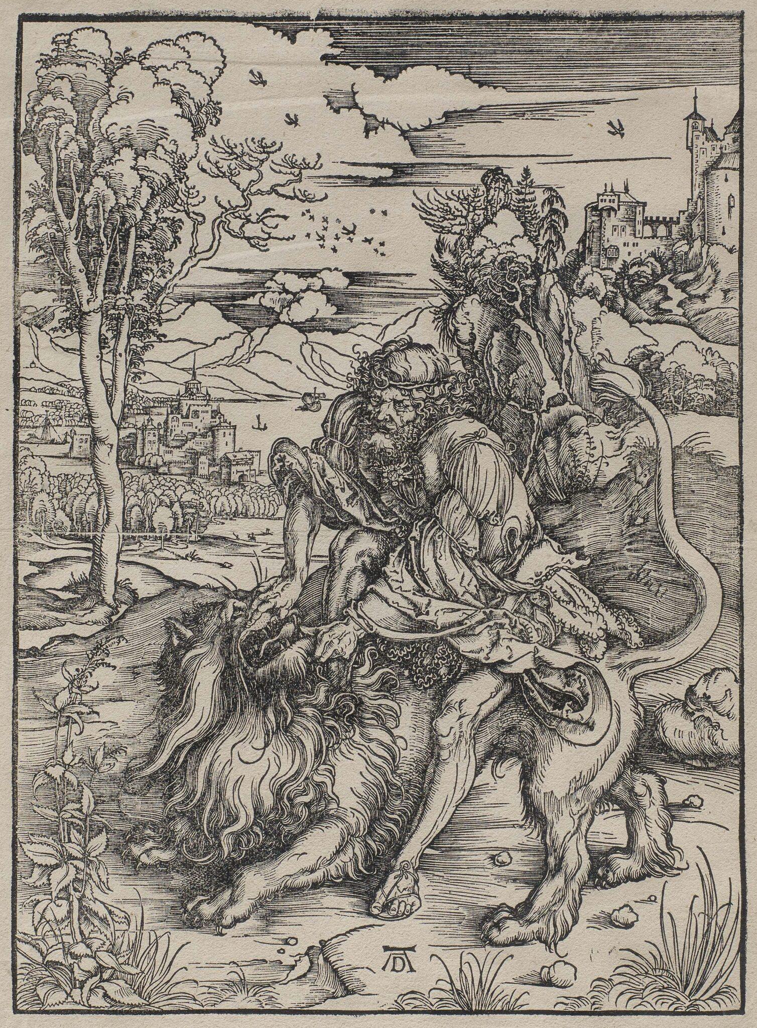 Albrecht Dürer Figurative Print - Samson Killing the Lion