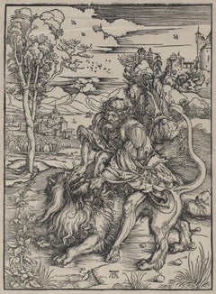 Antique Samson Killing the Lion