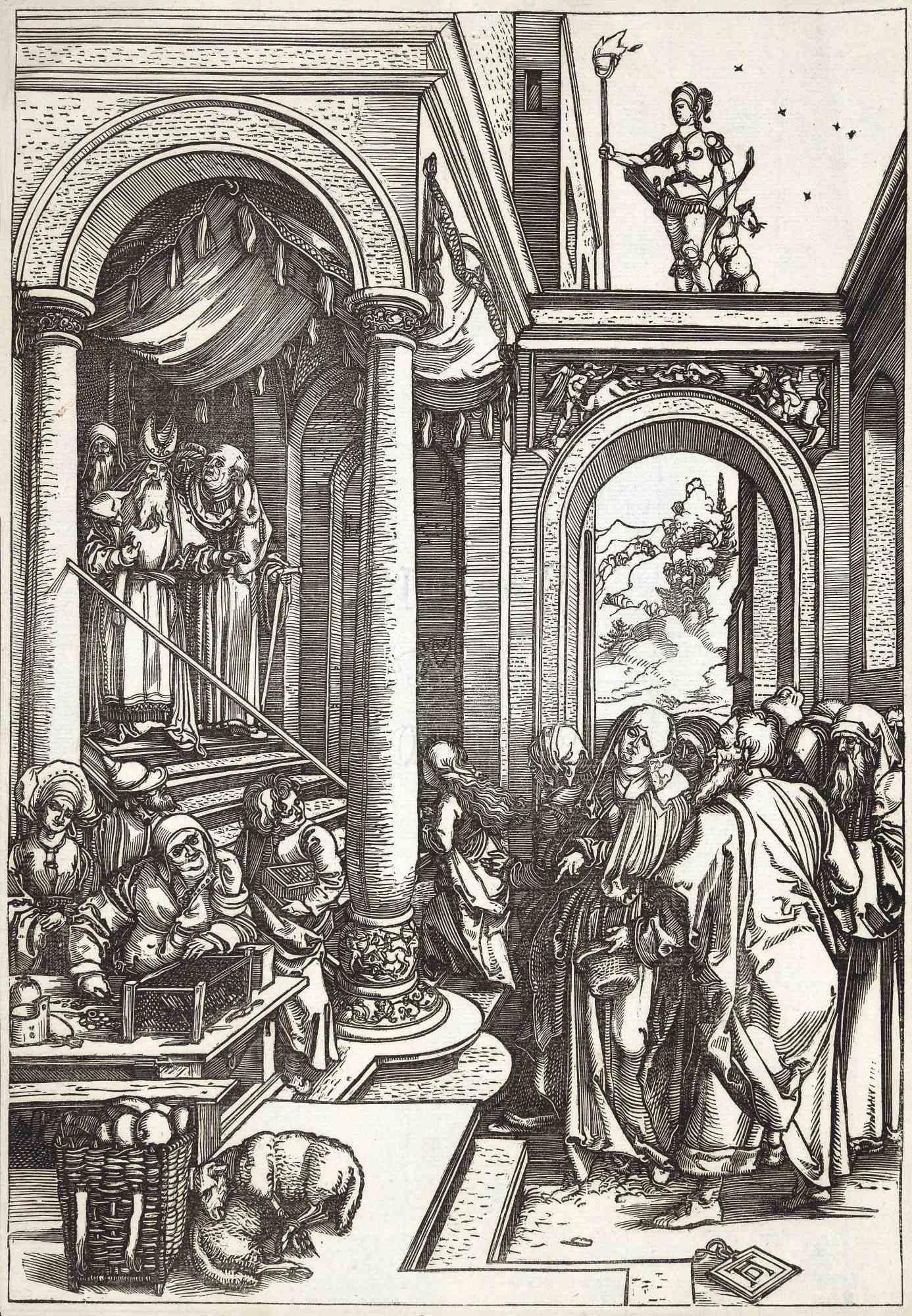 Albrecht Dürer Figurative Print - The Presentation of The Virgin in the Temple-Woodcut after A.D-Early20th Century