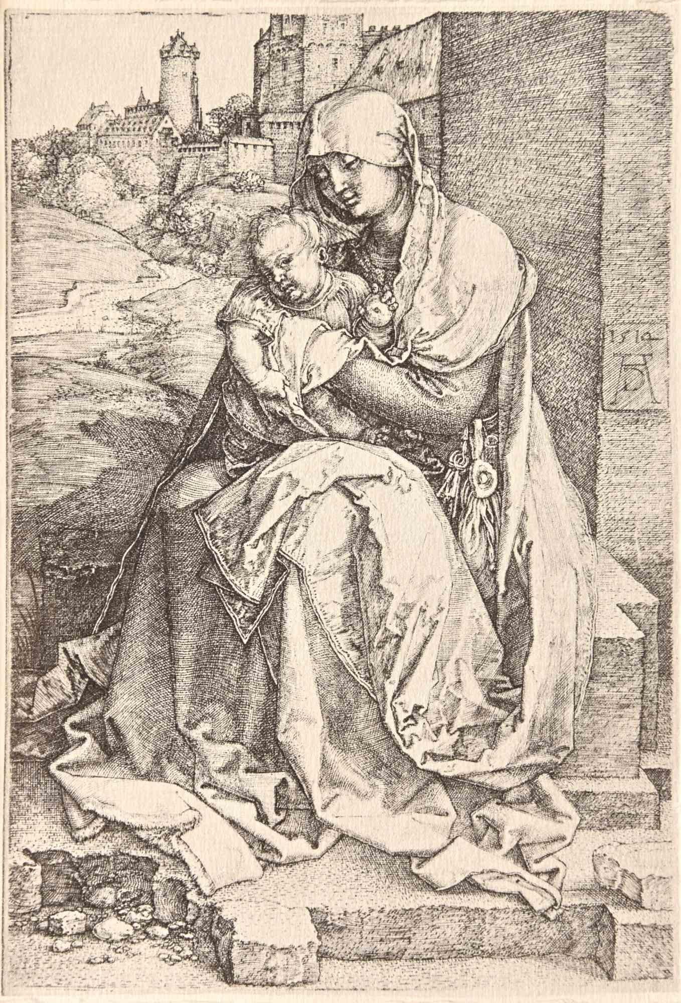Die Jungfrau und das Kind – Holzschnitt nach Albrecht Dürer – frühes 20. Jahrhundert