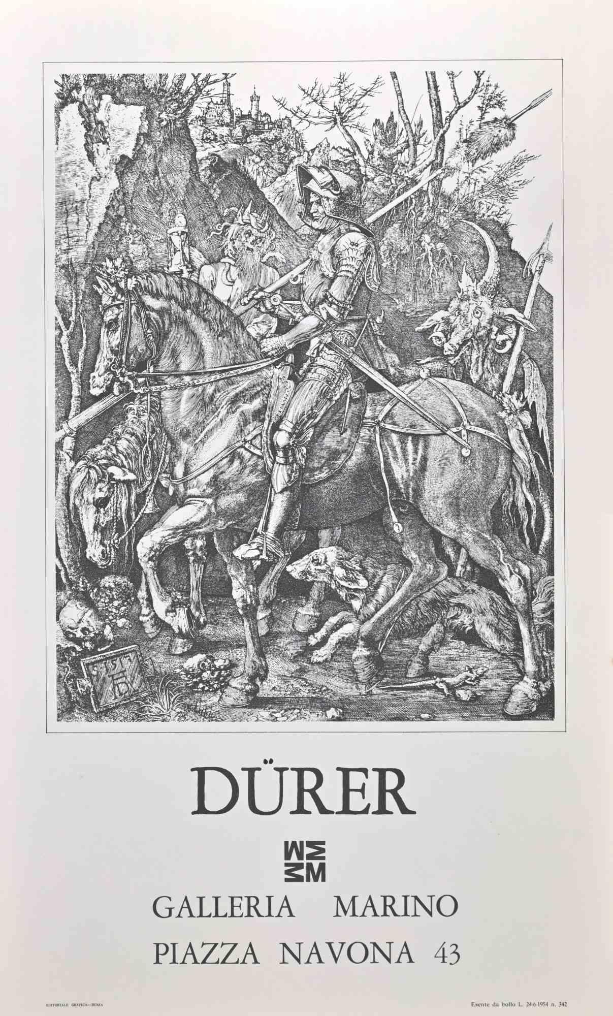 Figurative Print di Albrecht Dürer - Poster d'epoca per la mostra di Albrecht Durer - Stampa offset - Anni '70