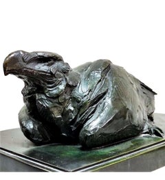 Bronze Lying bird of prey +by Albéric Collin (1886-1962)
