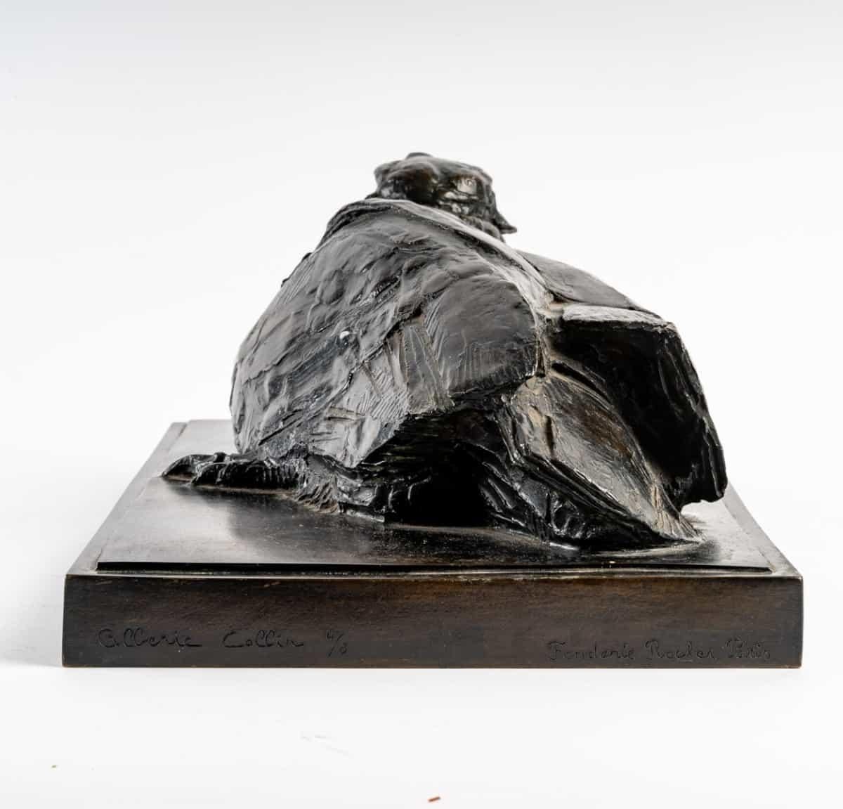 Animal Bronze: Lying eagle by Alberic Collin (close friend of Rembrandt Bugatti) - Gold Nude Sculpture by Albéric Collin