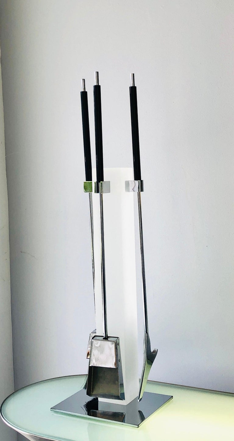 Albrizzi Chrome and Lucite Fireplace Fire Tools, 1970s 3