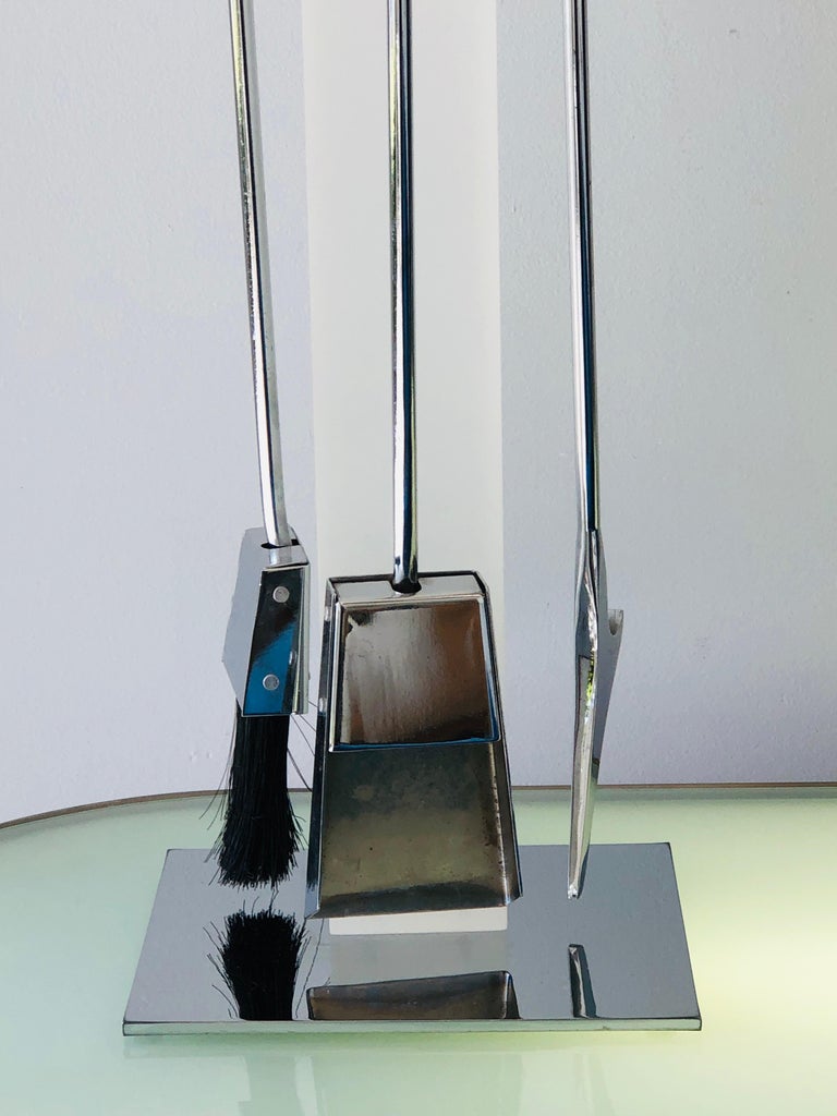 Albrizzi Chrome and Lucite Fireplace Fire Tools, 1970s 4