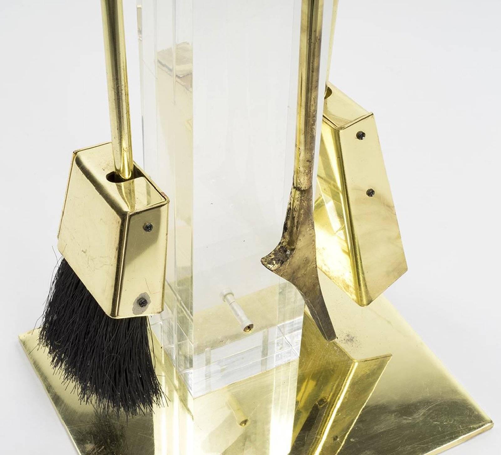 Italian Albrizzi Fire Tools with Lucite Base