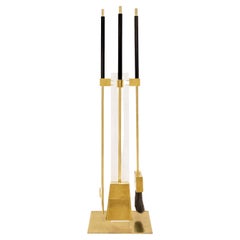 Albrizzi Fireplace Tool Set in Lucite and Brass, 1970s