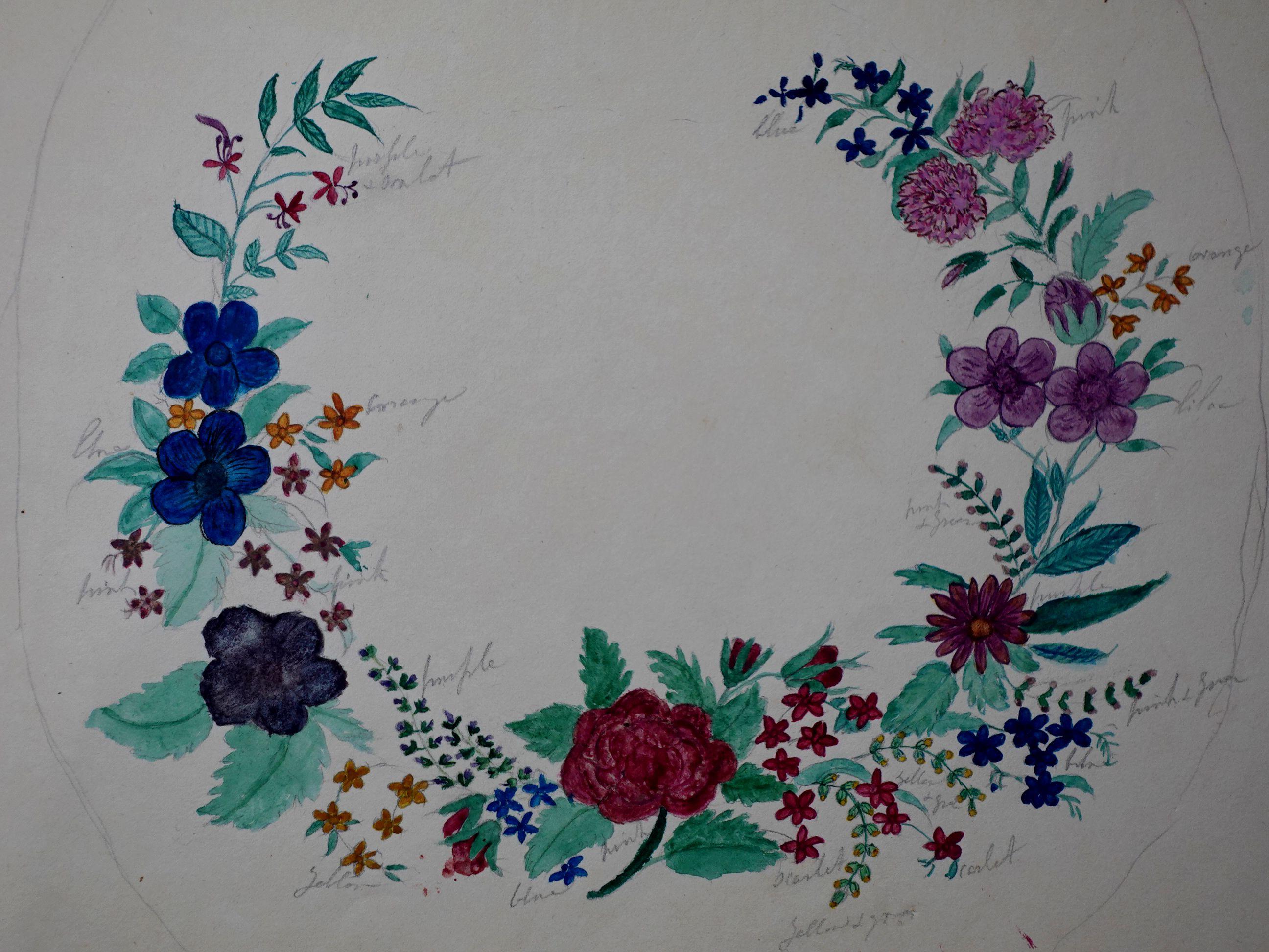 European Album Floral and Botanical Watercolors to Elizabeth Carr of St. Annes, 1820 For Sale