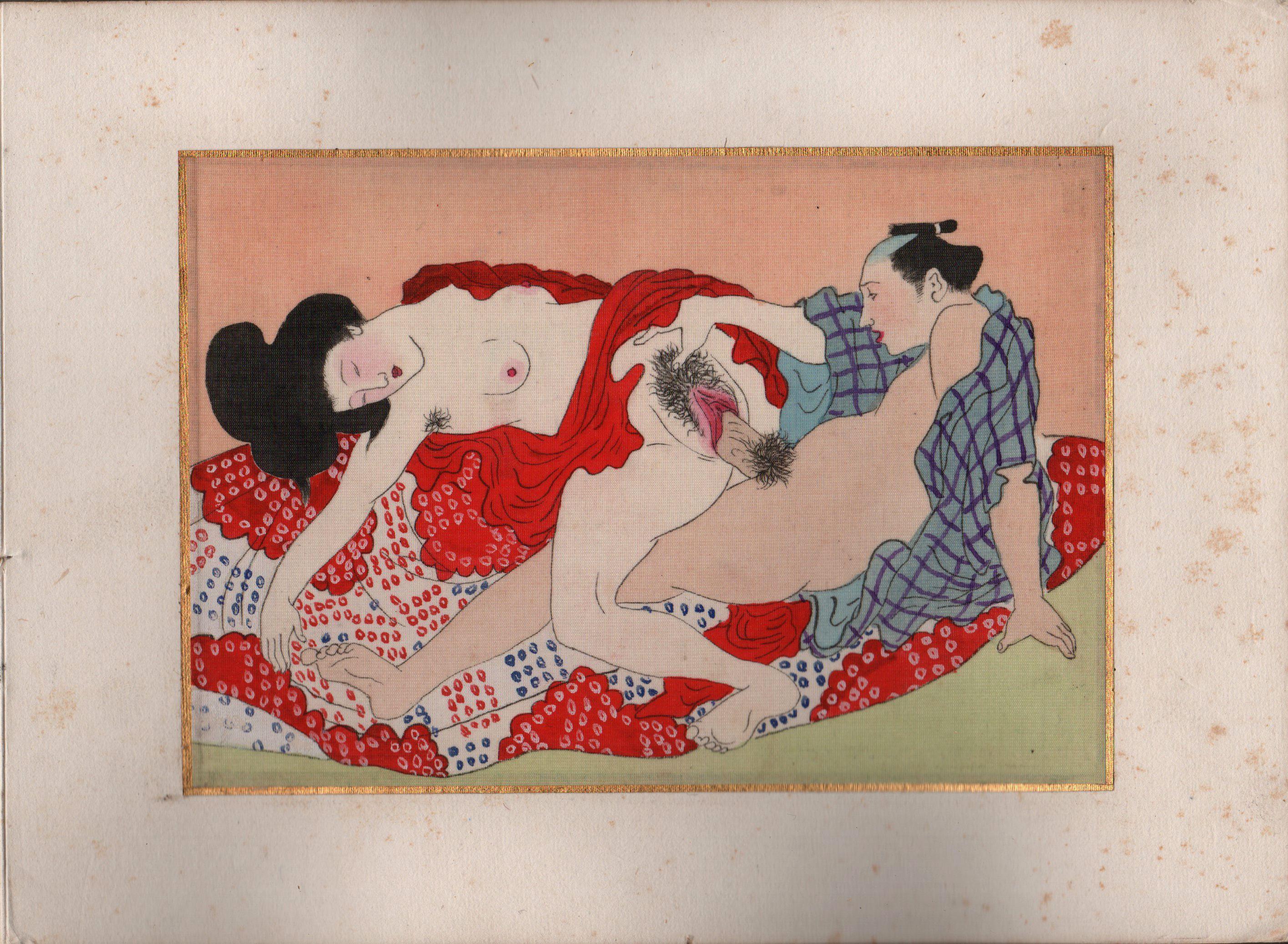 Album of Japanese Shunga 28 Paintings Early 20th Century For Sale 5