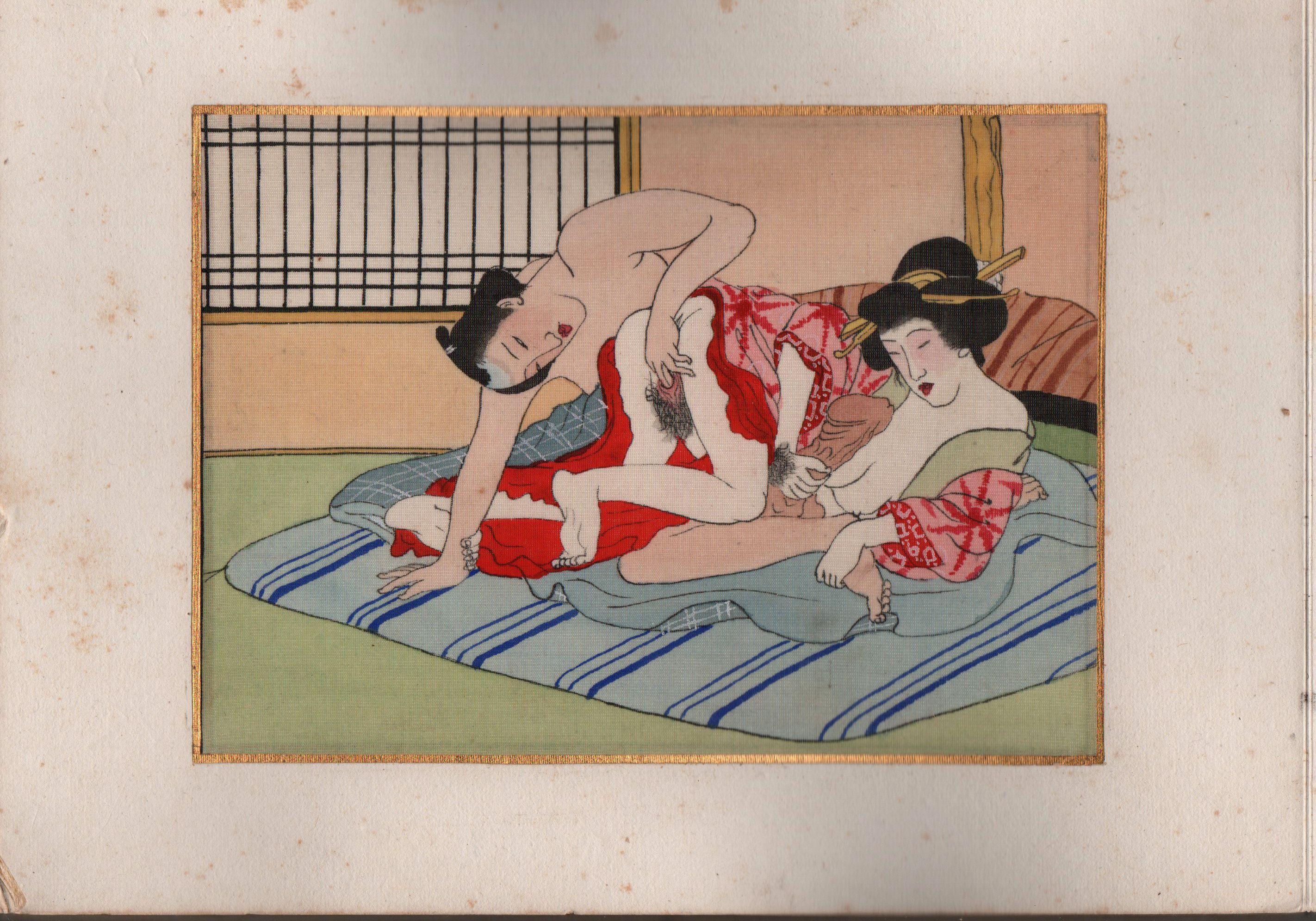 Album der japanischen Shunga 28 Gemälde, frühes 20. Jahrhundert (Japanisch) im Angebot