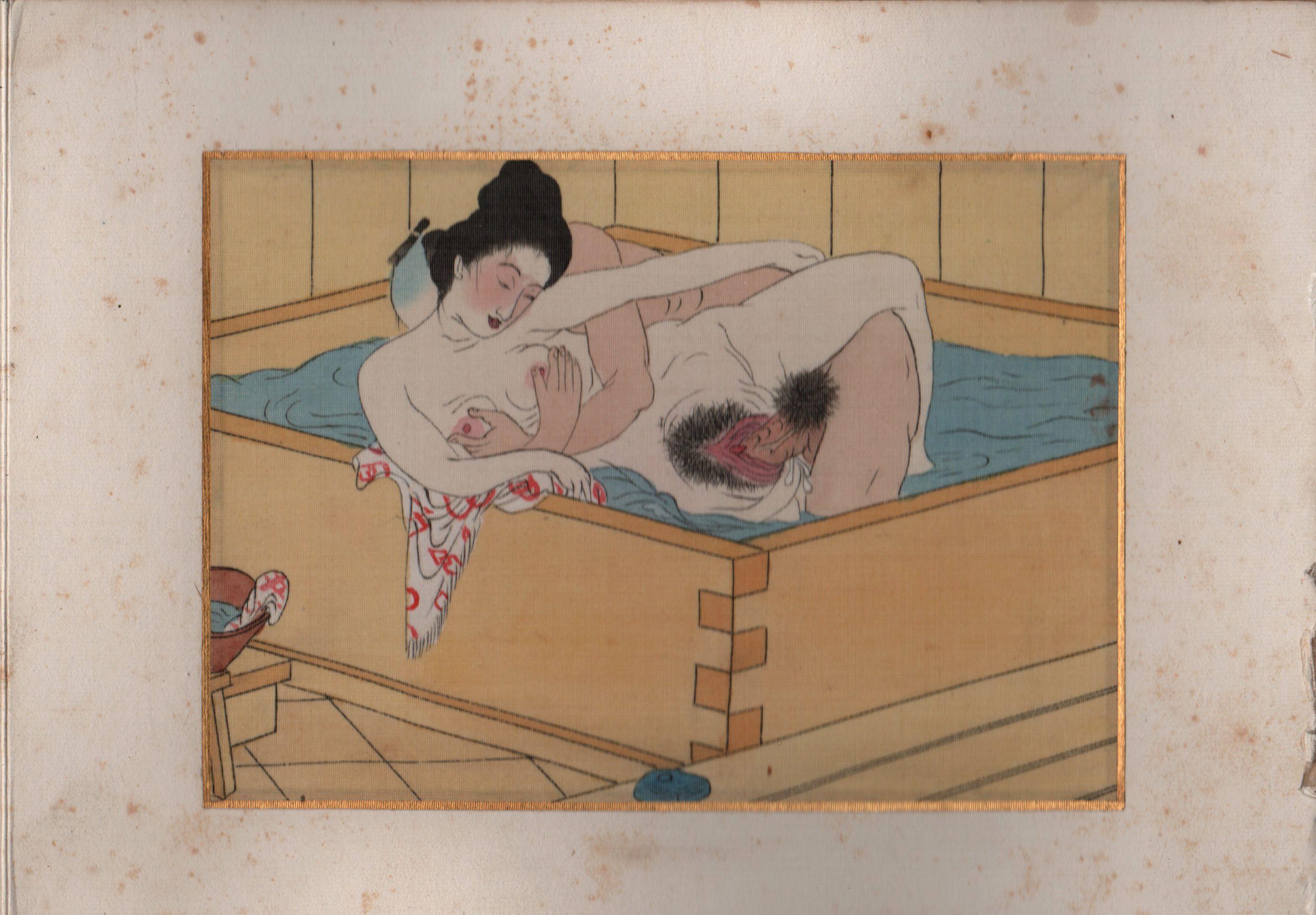 Album der japanischen Shunga 28 Gemälde, frühes 20. Jahrhundert im Zustand „Gut“ im Angebot in Norton, MA