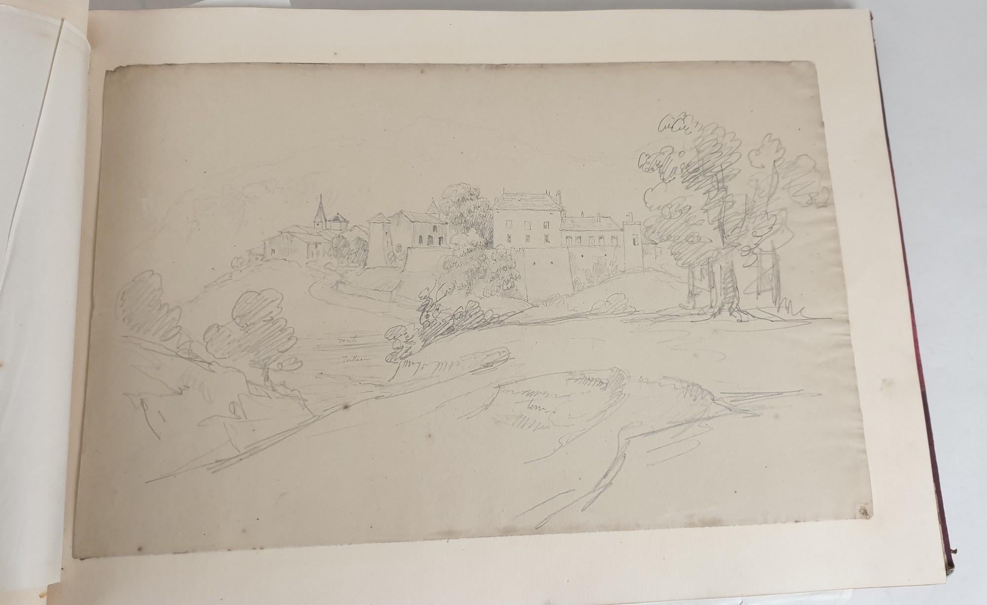 French Album Of Travel Drawings, XIXth Century For Sale